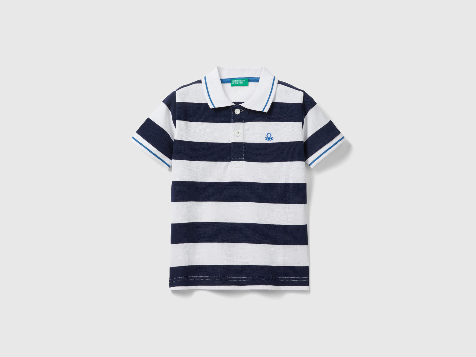 Polo manica corta a righe da bimbo blu scuro | Benetton Outlet