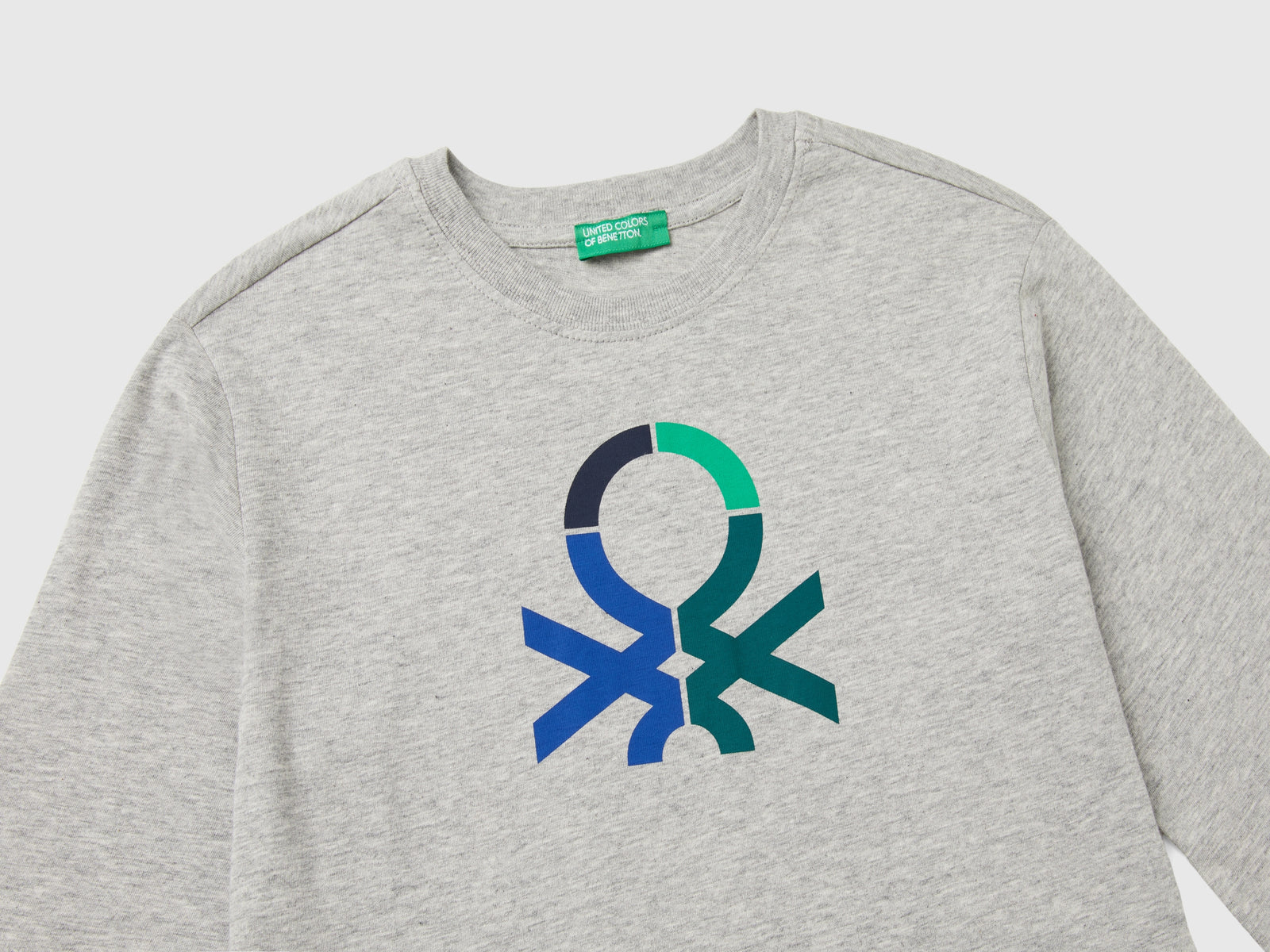 T-shirt manica lunga 100% cotone bio da bambino grigio chiaro 3 | Benetton Outlet