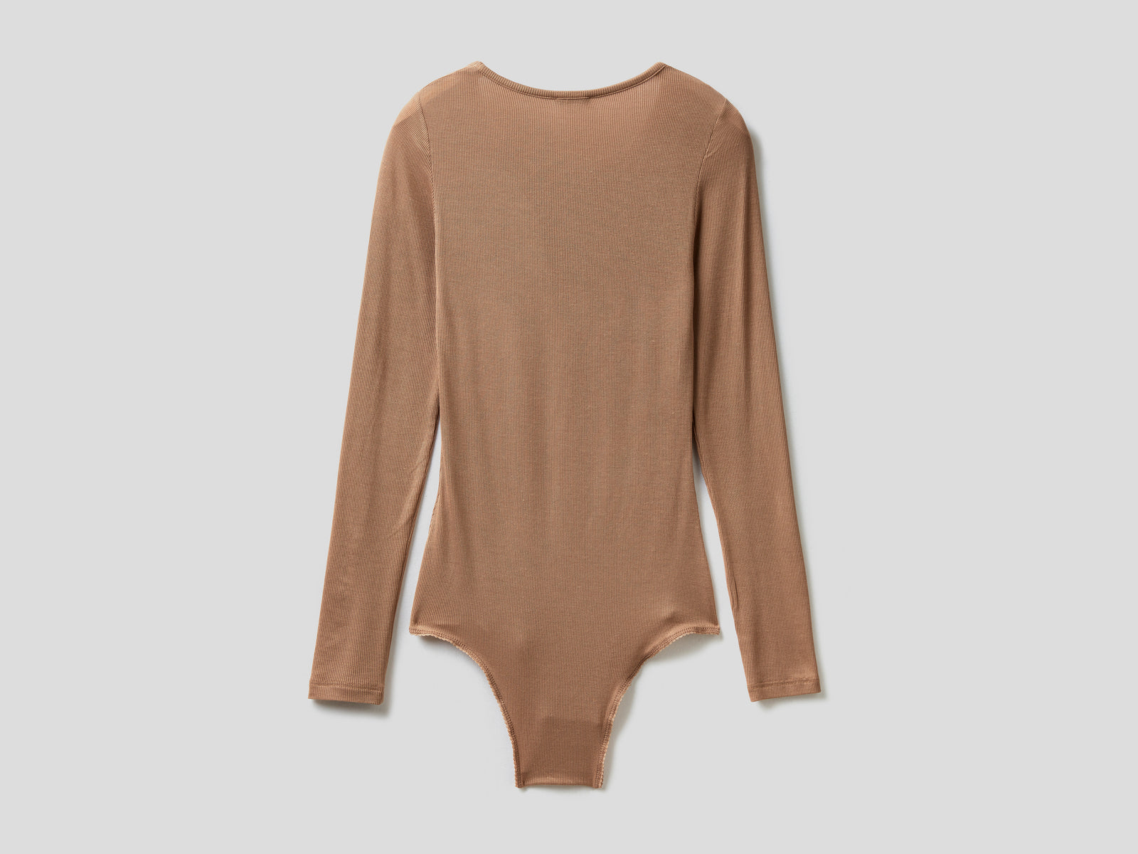Body manica lunga a costine sottili da donna tortora 2 | Benetton Outlet
