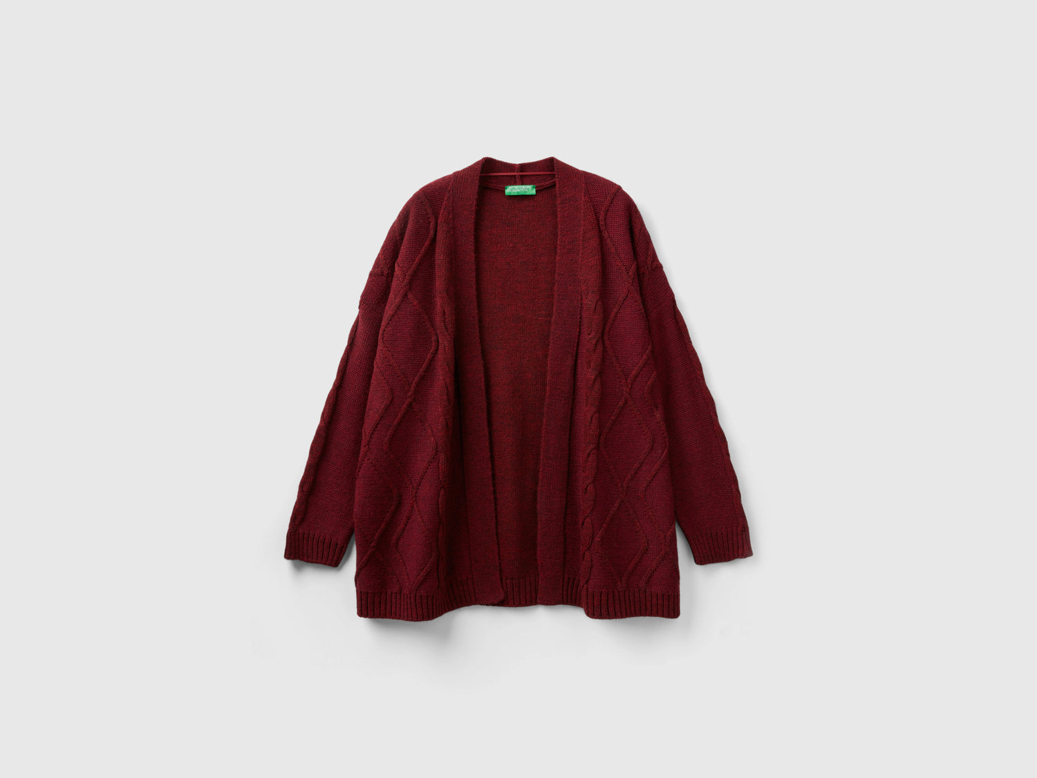 Cardigan con trecce e losanghe da donna bordeaux | Benetton Outlet