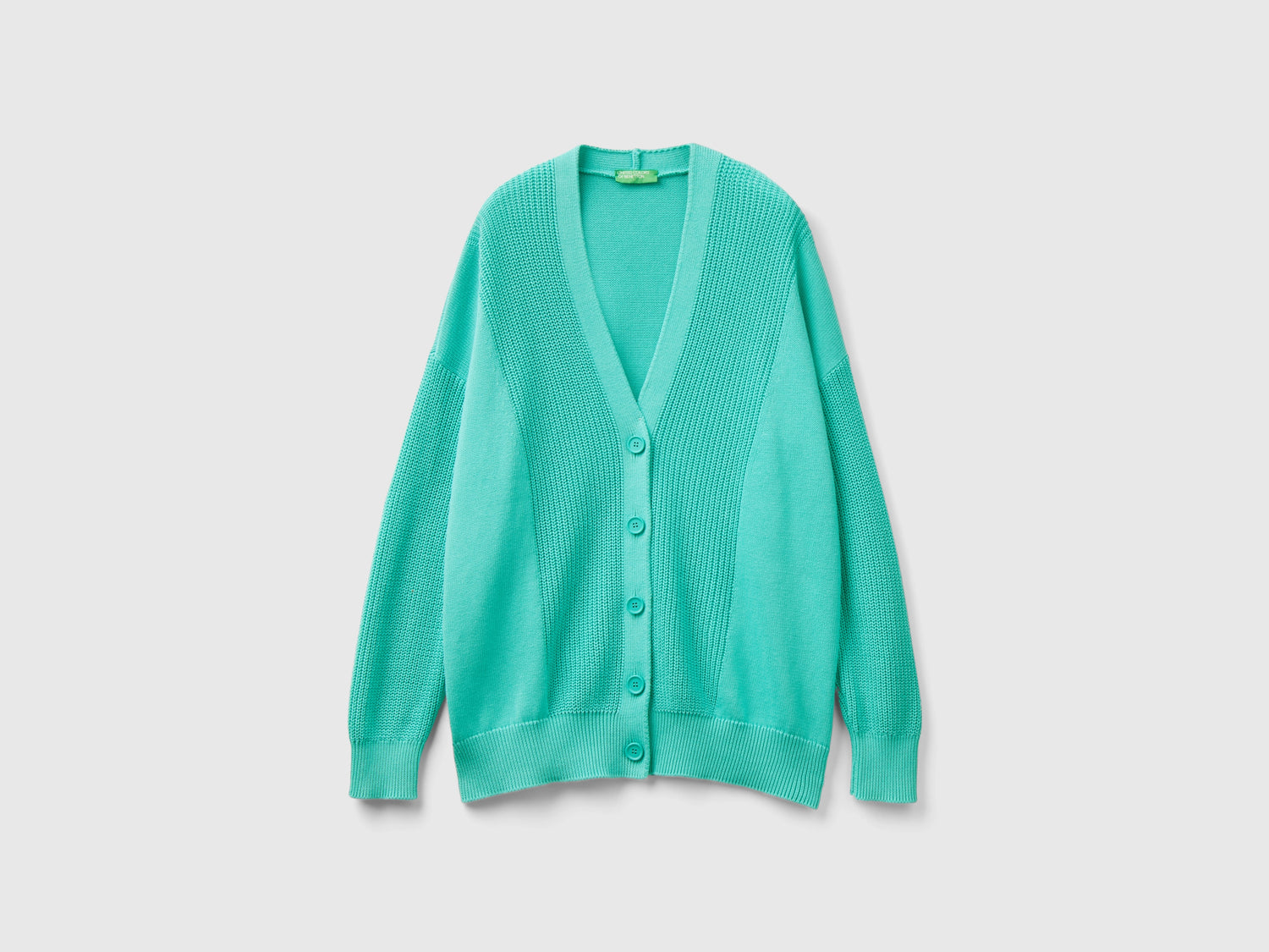 Cardigan 100% cotone da donna verde acqua | Benetton Outlet