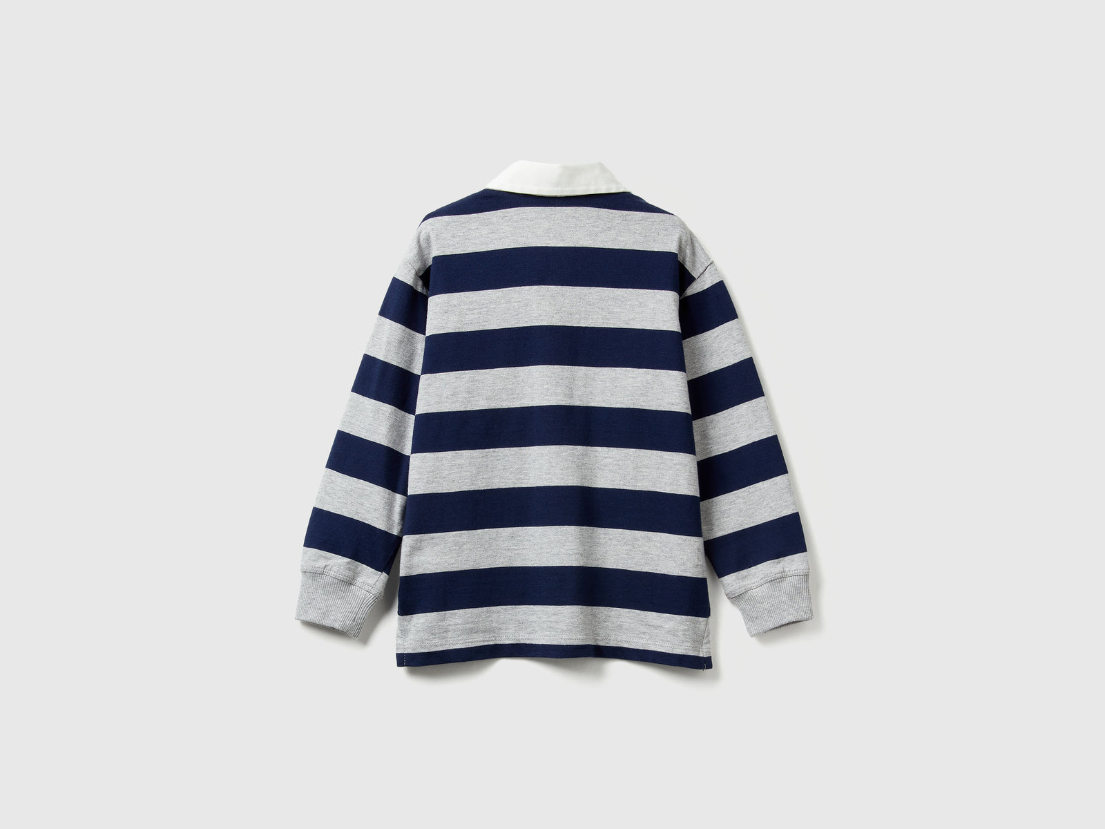 Polo rugby a righe in cotone da bimbo grigio 2 | Benetton Outlet