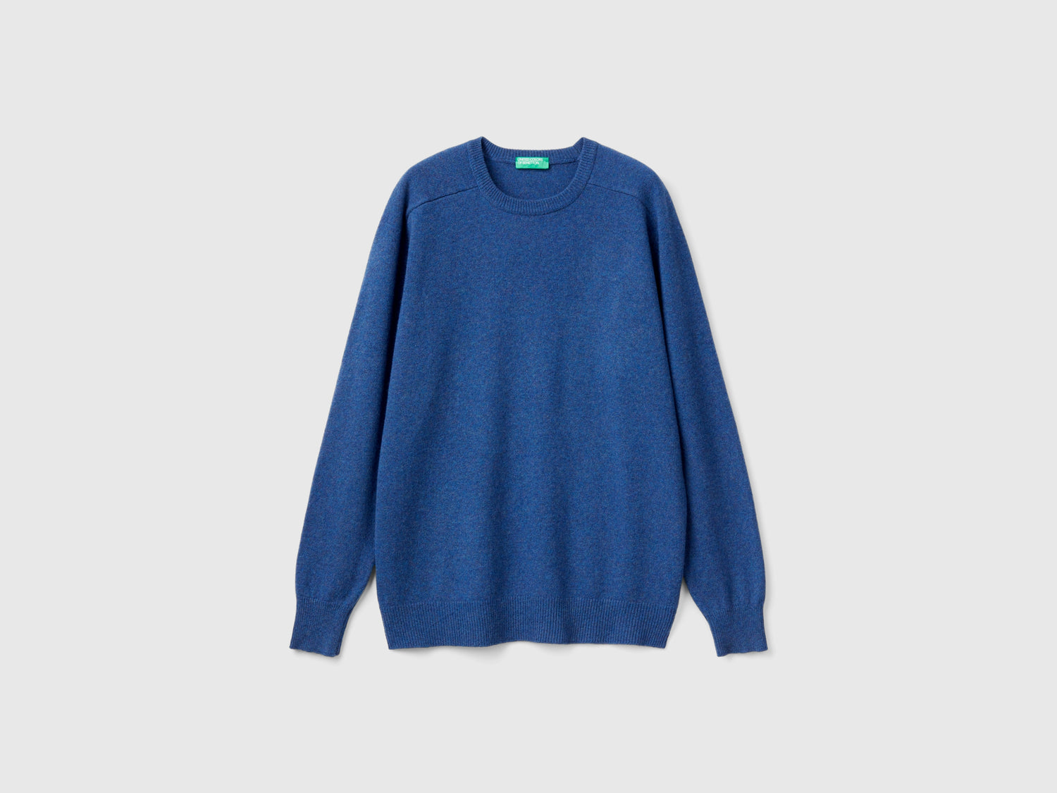 Maglia girocollo in pura lana Merino da uomo blu | Benetton Outlet