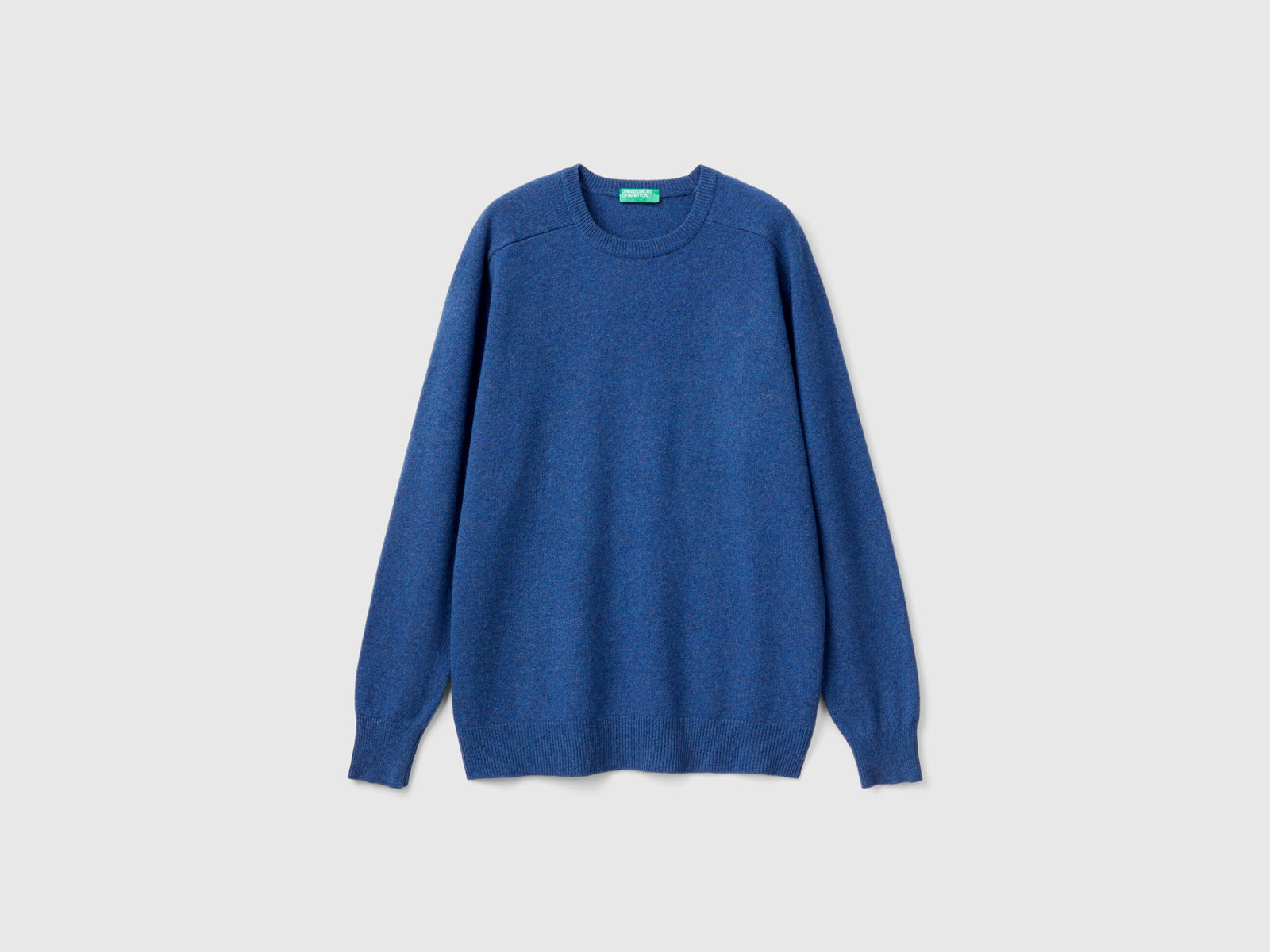 Maglia girocollo in pura lana Merino da uomo blu | Benetton Outlet