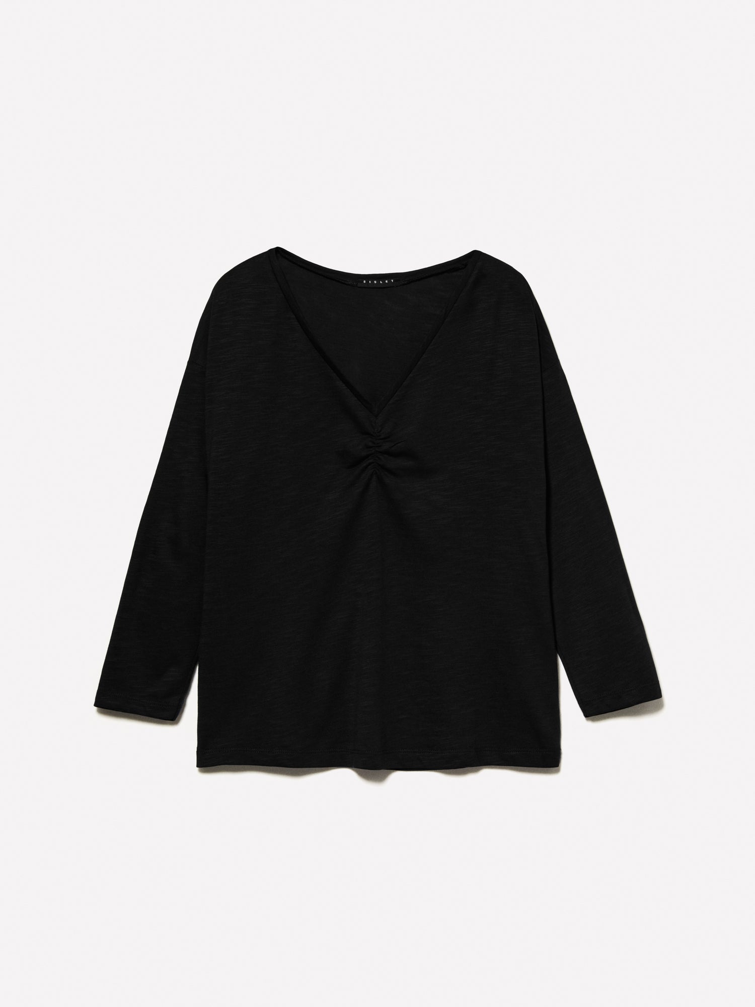 T-shirt con arriccio da donna nero | Sisley Outlet