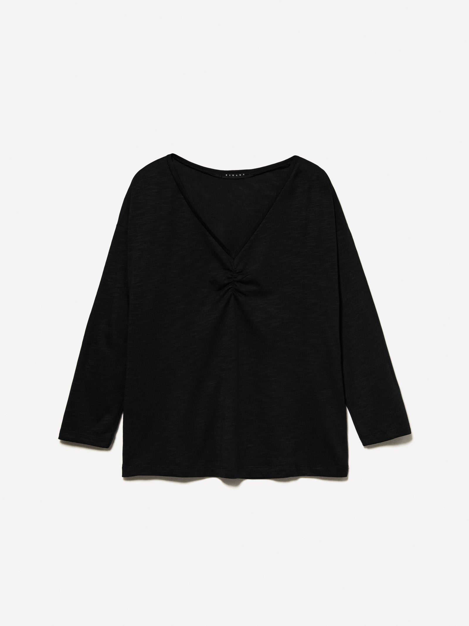 T-shirt con arriccio da donna nero | Sisley Outlet