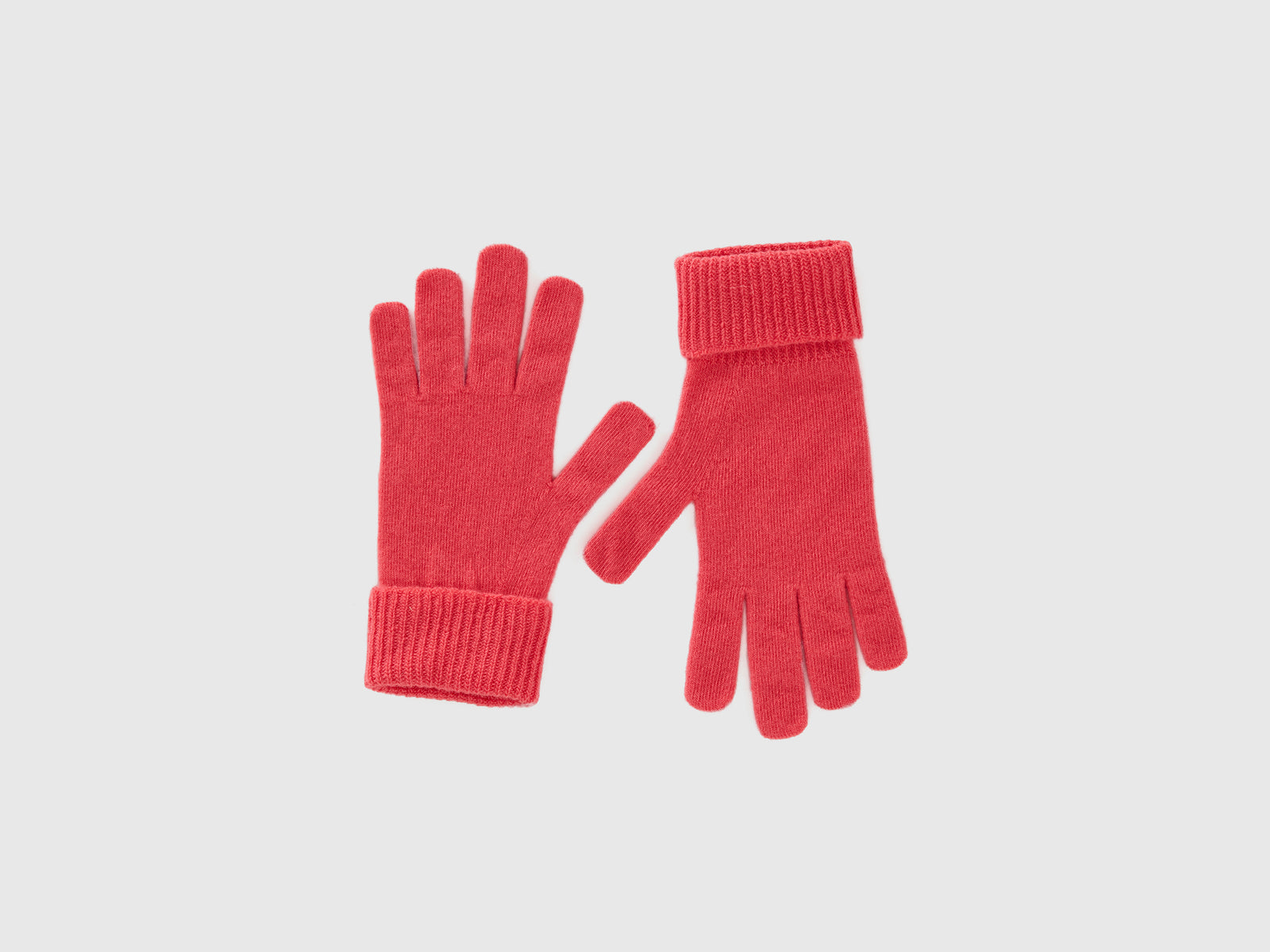 Guanti rosso in pura lana Merino da donna fragola | Benetton Outlet