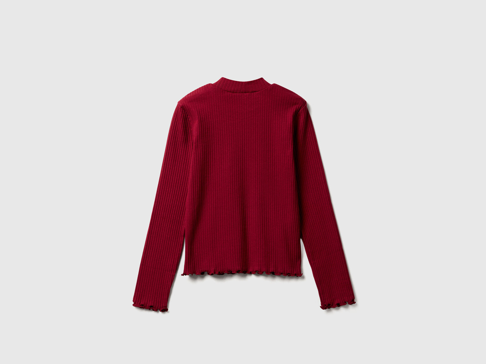 Maglietta slim fit in cotone stretch da bambina bordeaux 2 | Benetton Outlet