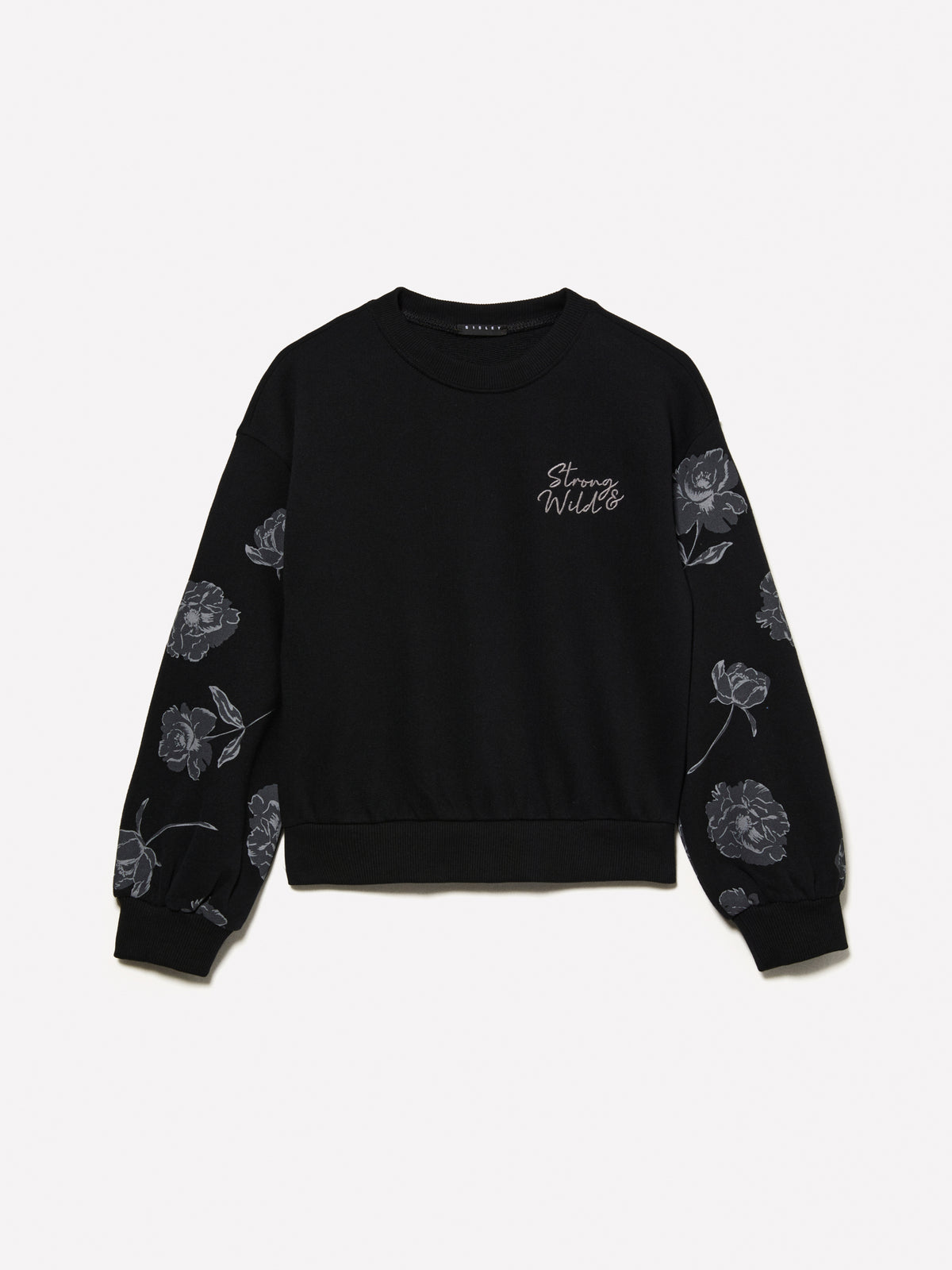 Felpa cropped con stampa floreale e ricamo