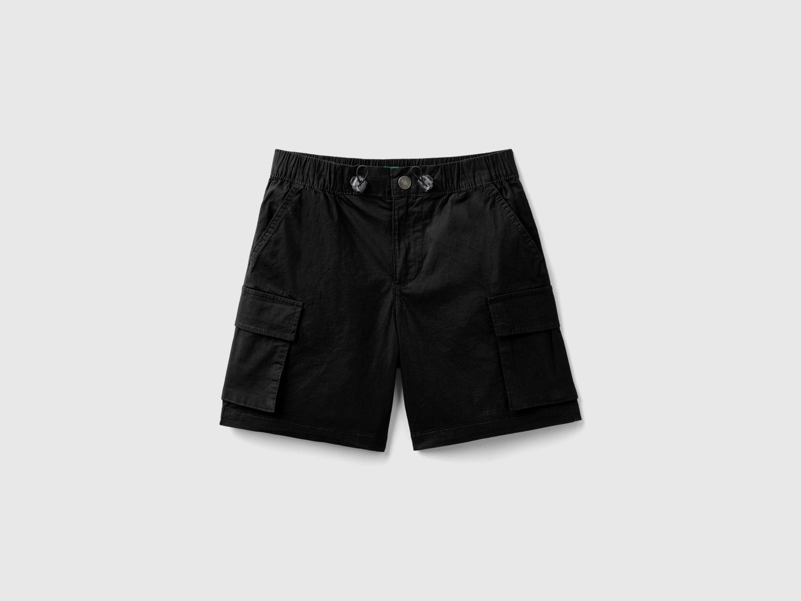Bermuda cargo in cotone stretch da bambino nero | Benetton Outlet