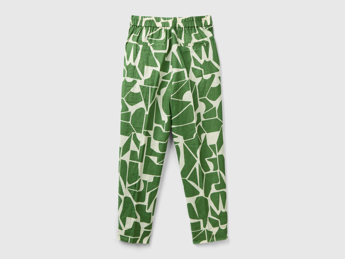 Pantaloni in lino stampato