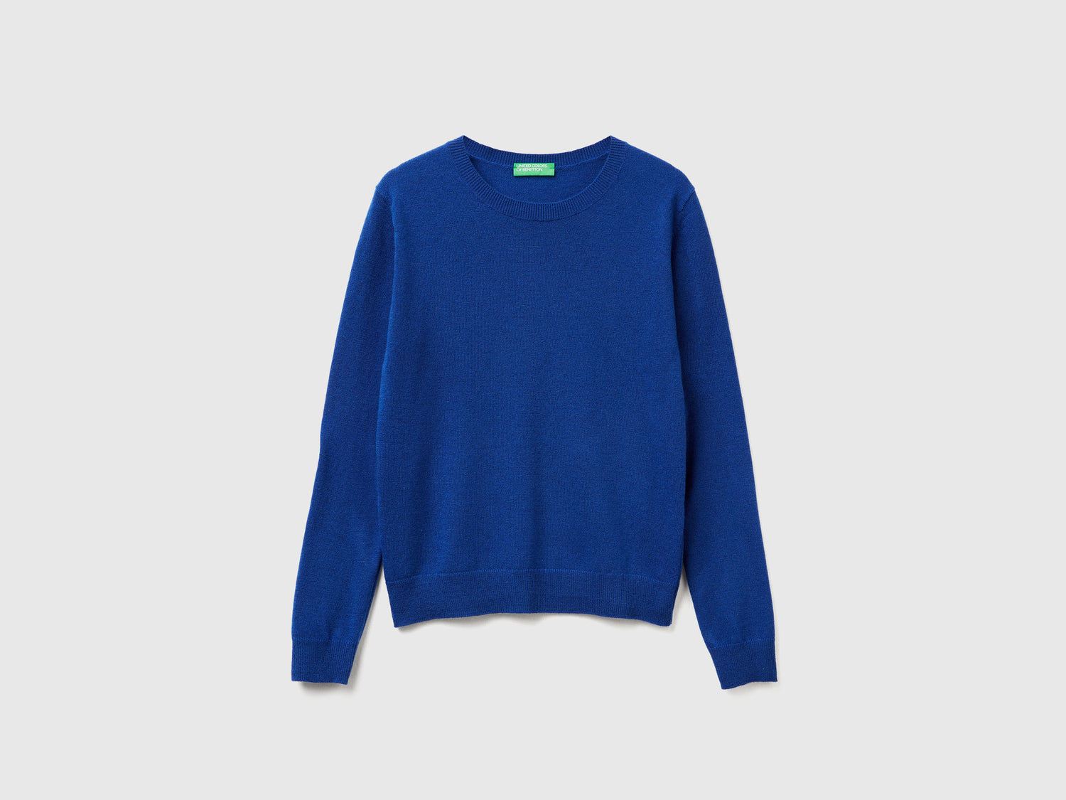 Maglia girocollo in lana Merino da donna blu | Benetton Outlet