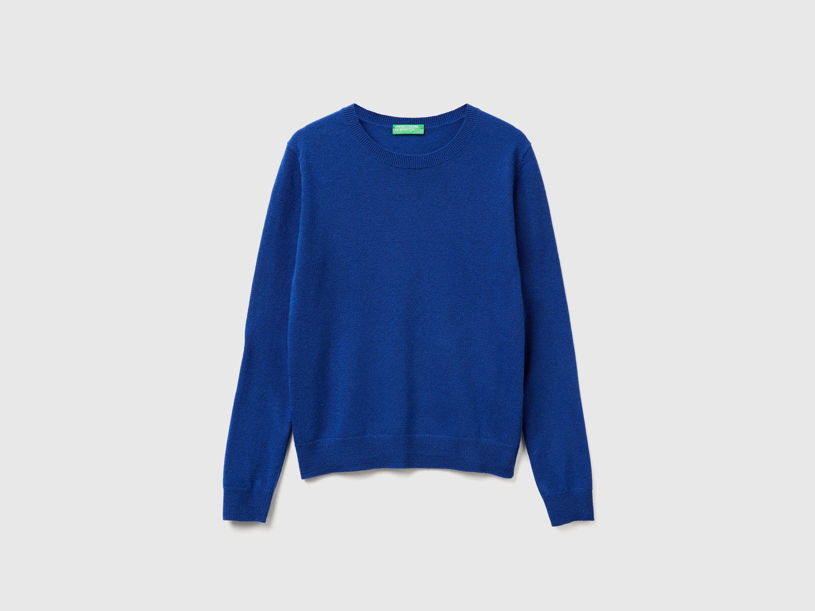 Maglia girocollo in lana Merino da donna blu | Benetton Outlet
