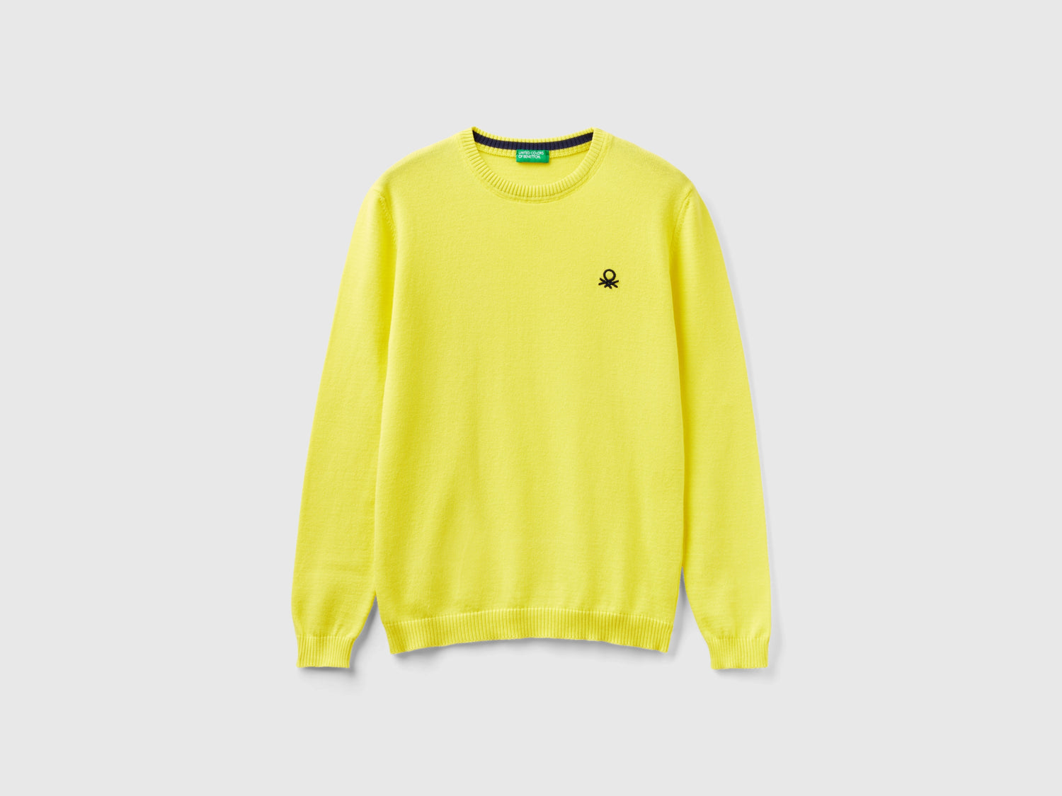 Maglia in puro cotone con logo da bambino giallo | Benetton Outlet