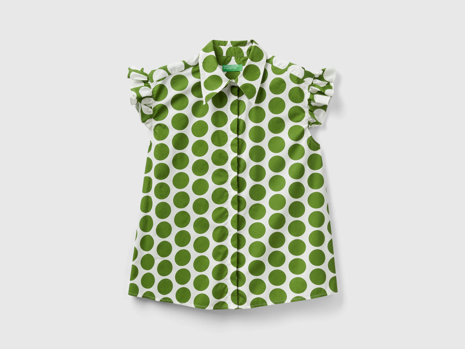 Camicia smanicata a pois da donna verde | Benetton Outlet