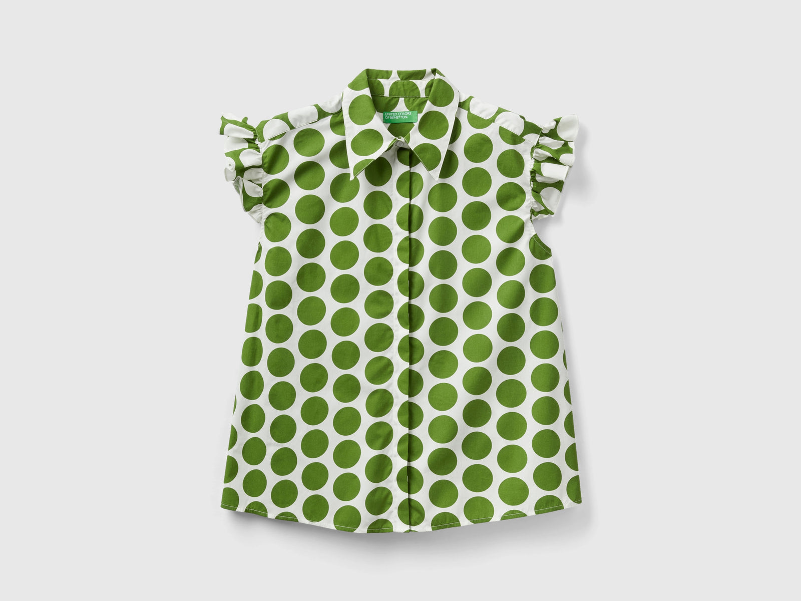Camicia smanicata a pois da donna verde | Benetton Outlet