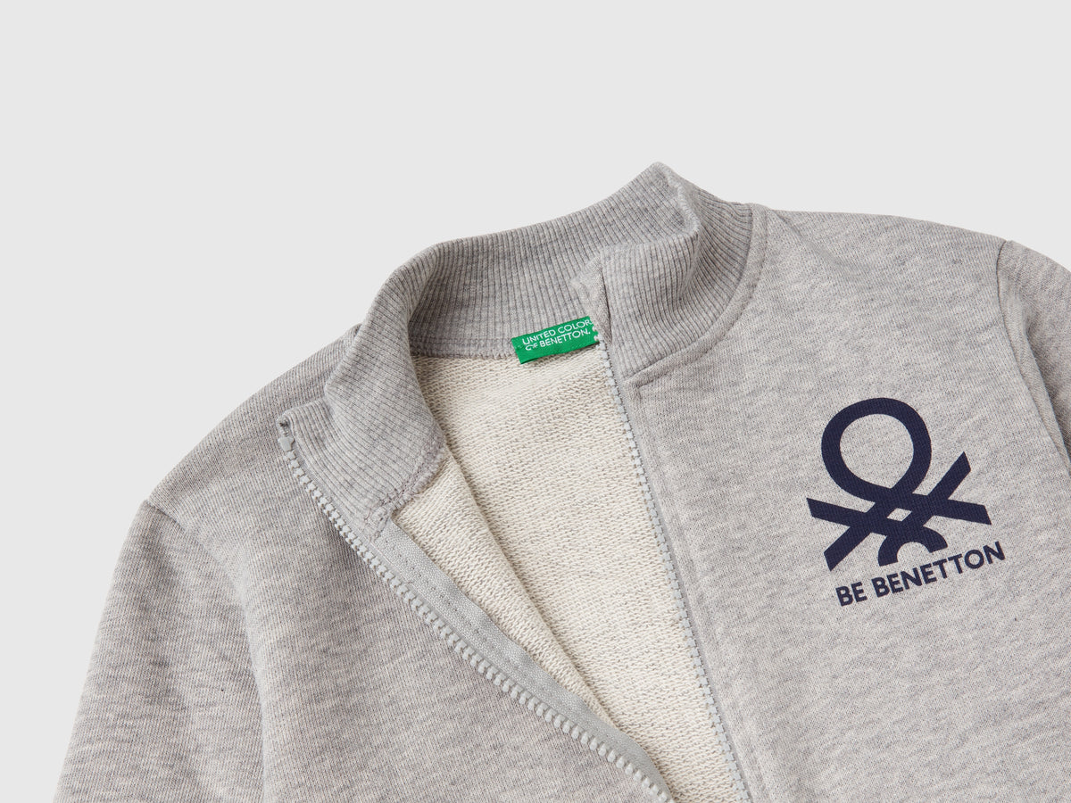 Felpa in cotone bio con zip