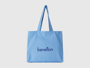 Light blue tote bag in pure cotton