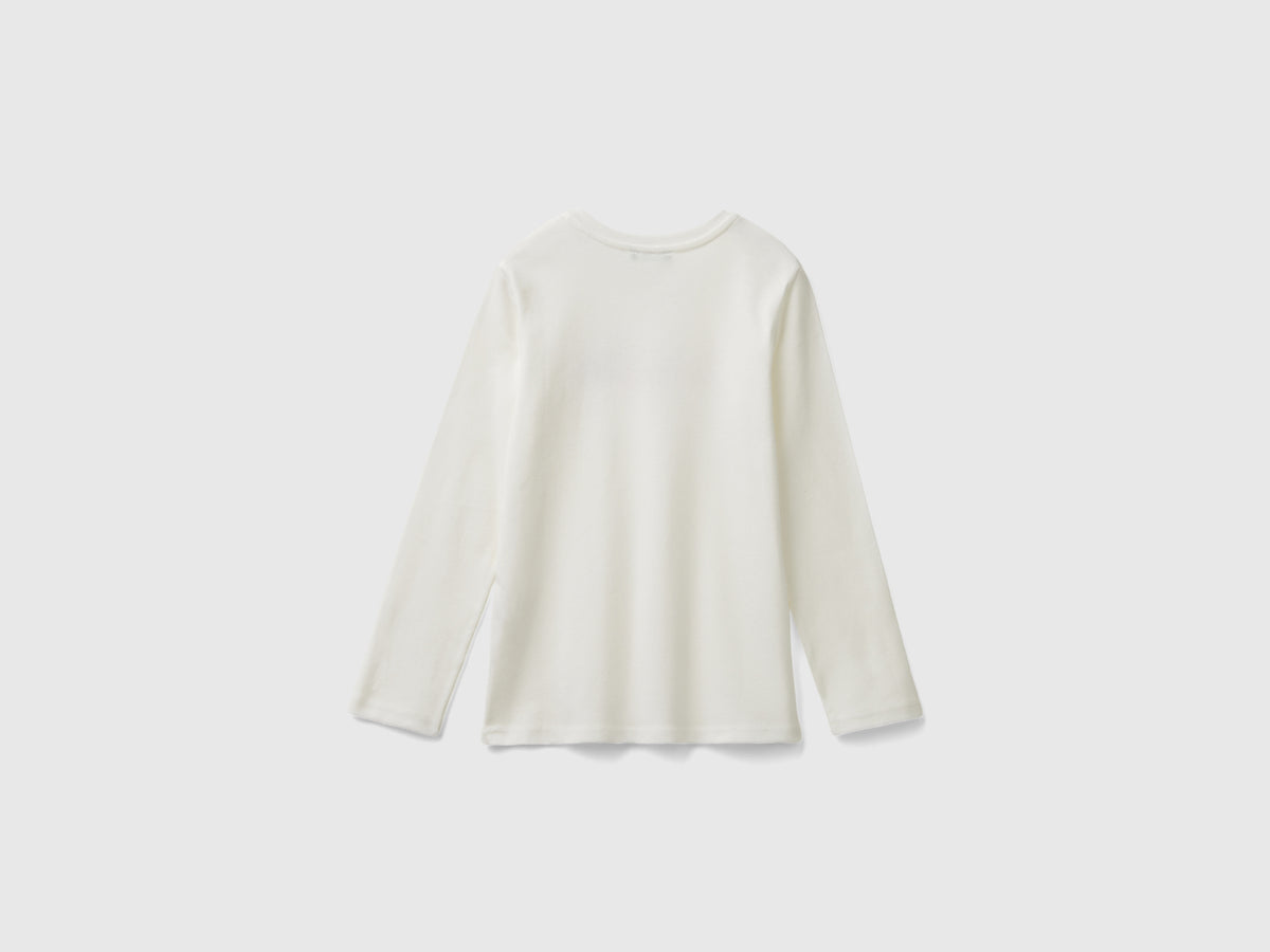 T-shirt manica lunga con stampa glitter