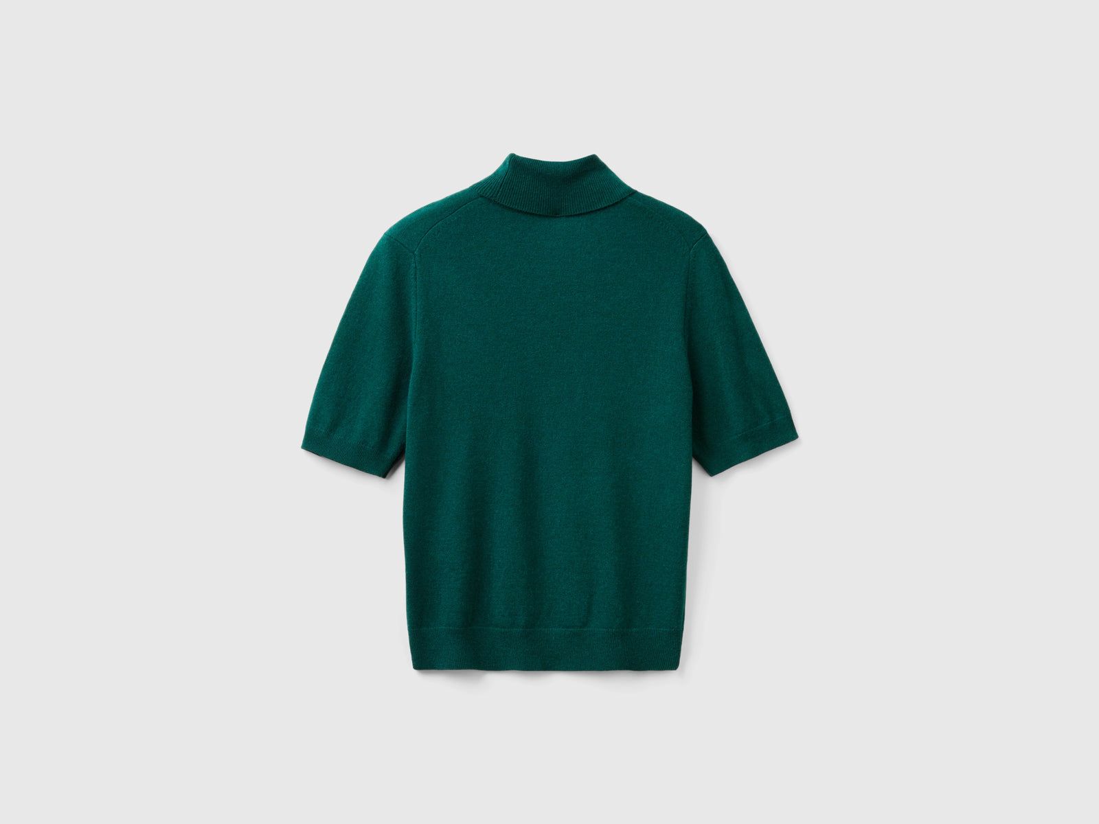 Dolcevita verde bosco a manica corta in misto cashmere da donna verde scuro 2 | Benetton Outlet