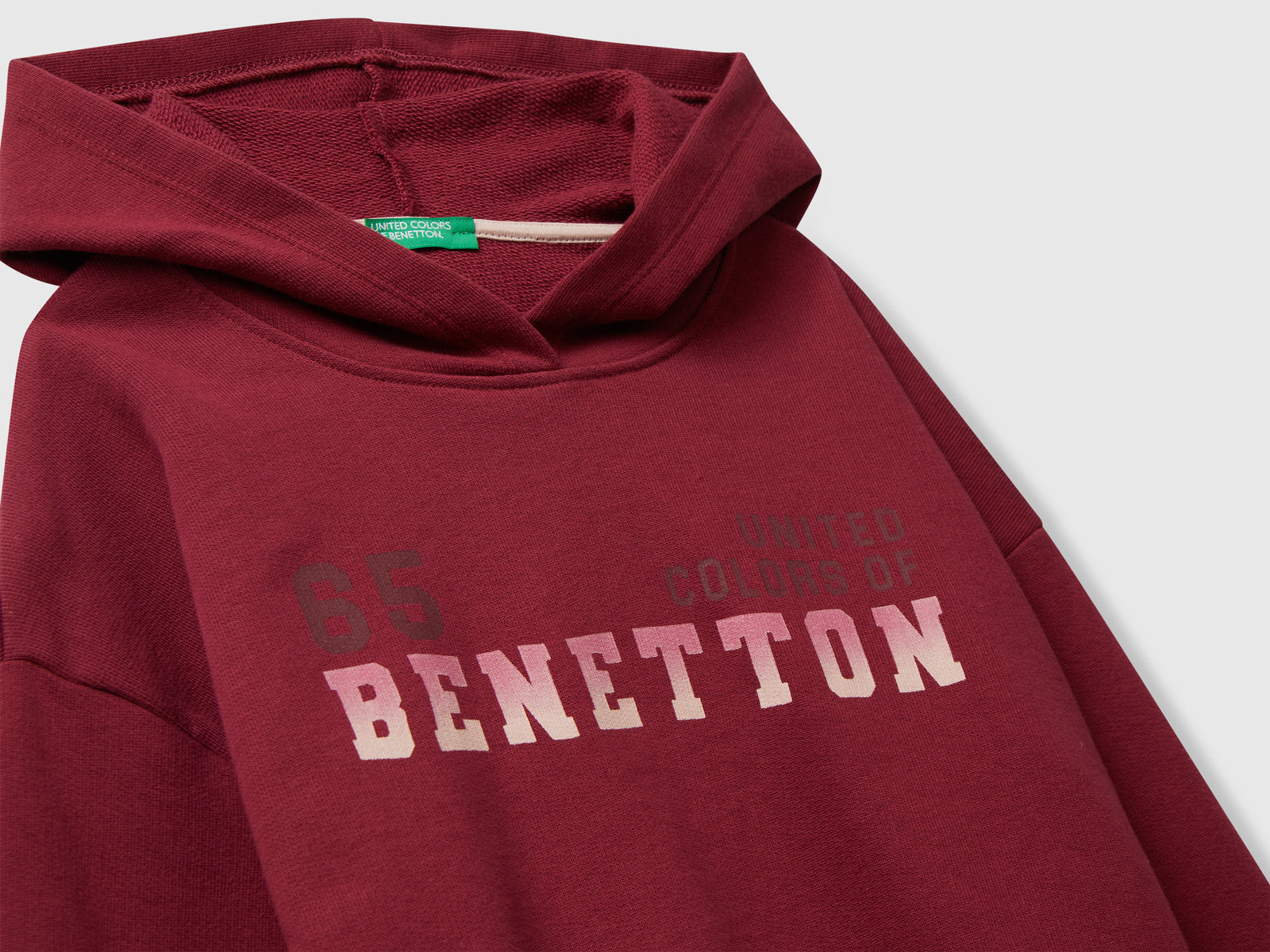 Felpa con stampa e cappuccio da bambina bordeaux 3 | Benetton Outlet