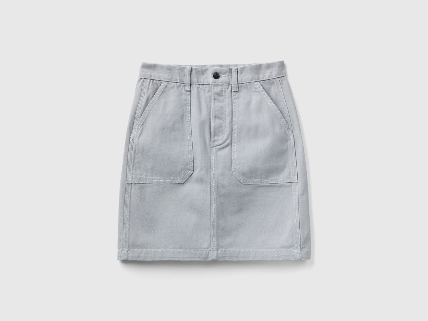 Minigonna in tela di cotone da donna grigio chiaro | Benetton Outlet