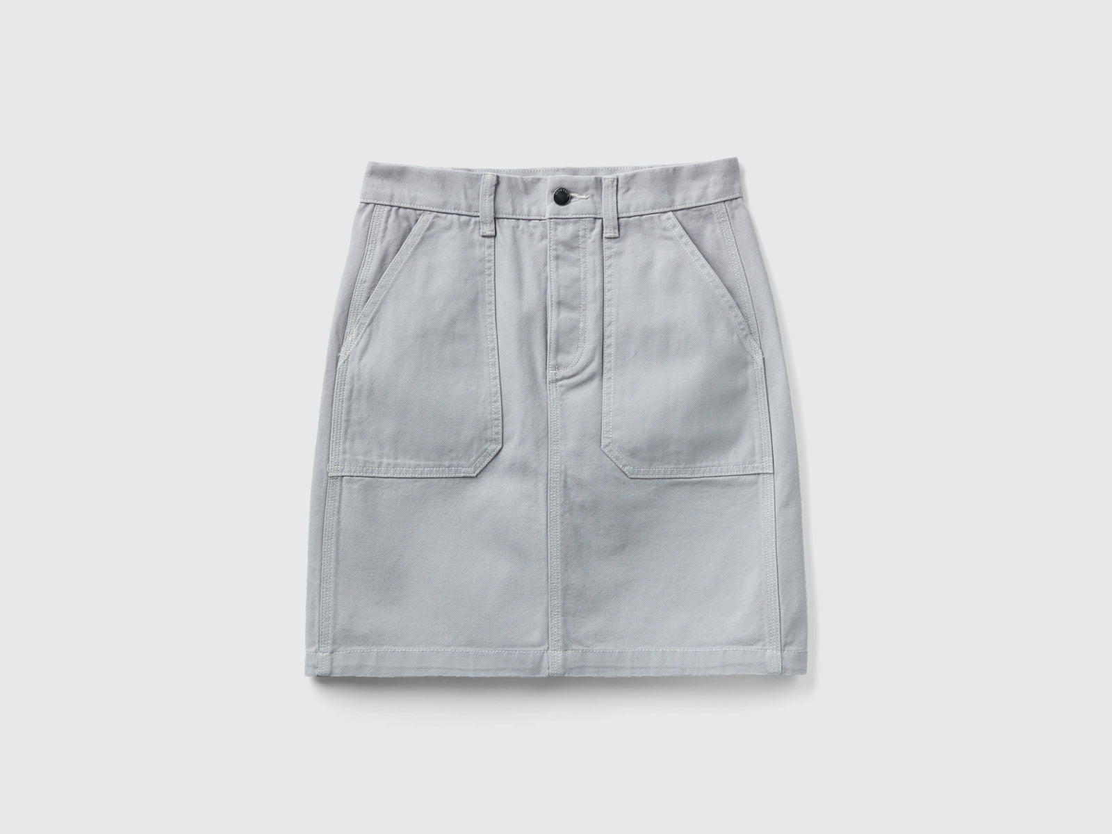 Minigonna in tela di cotone da donna grigio chiaro | Benetton Outlet
