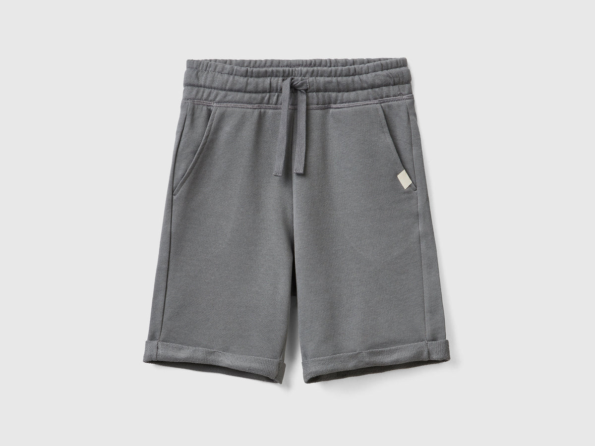 Bermuda in felpa di puro cotone da bambino grigio scuro | Benetton Outlet