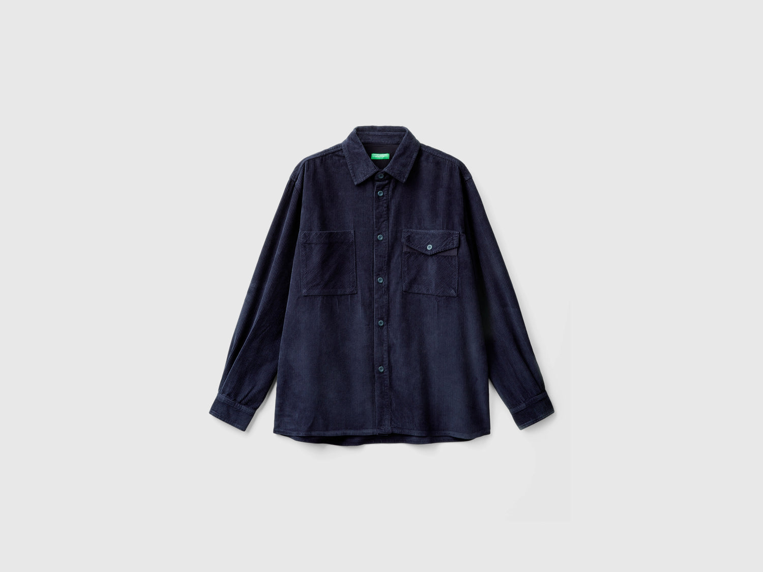 Camicia in velluto a costine da uomo blu scuro | Benetton Outlet