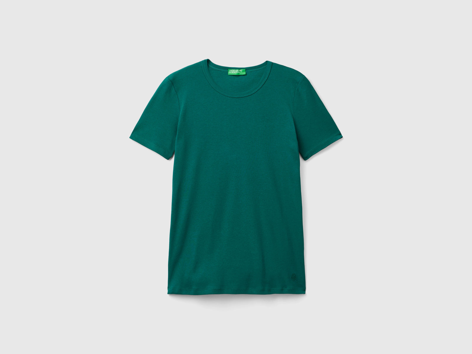 T-shirt in cotone a fibra lunga da donna verde scuro | Benetton Outlet