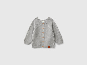 Cardigan con trecce in misto lana riciclata