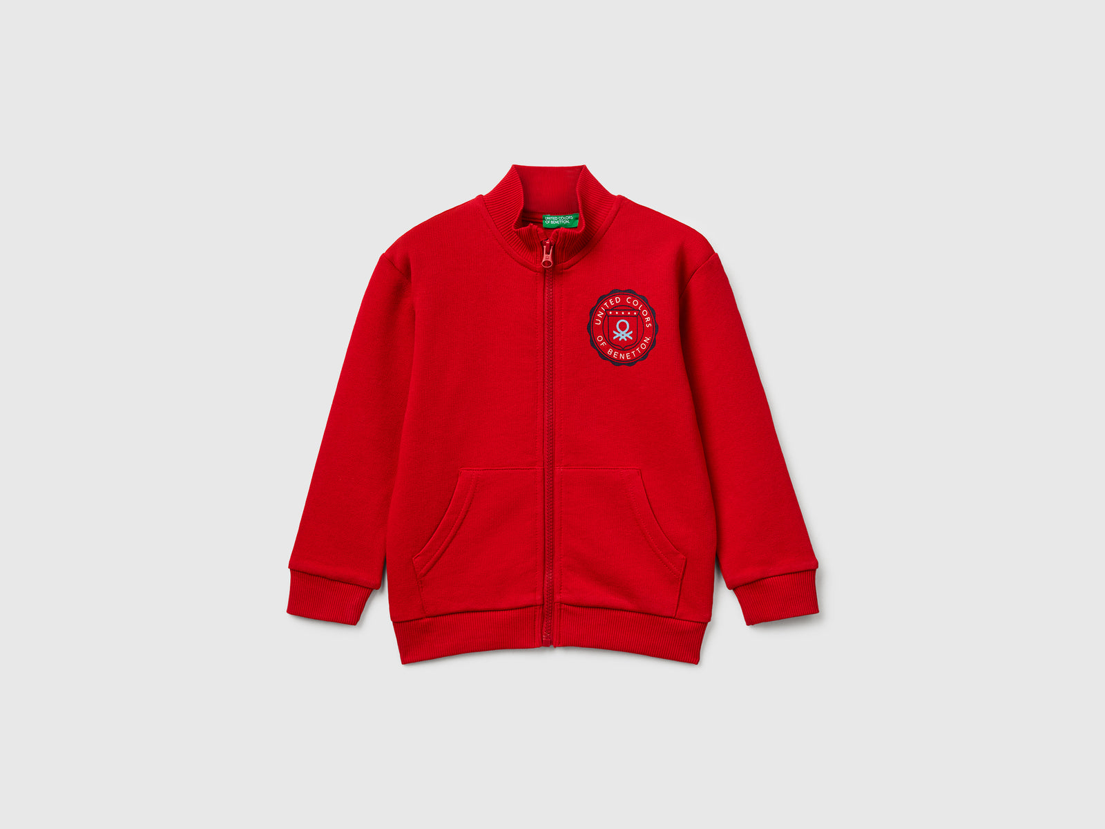 Felpa in cotone con logo da bimbo rosso | Benetton Outlet