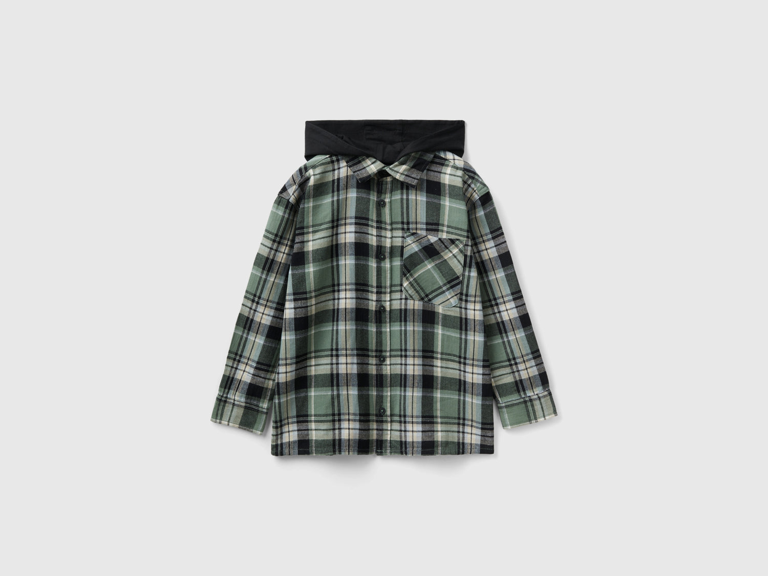 Camicia tartan con cappuccio da bambino multi-color | Benetton Outlet