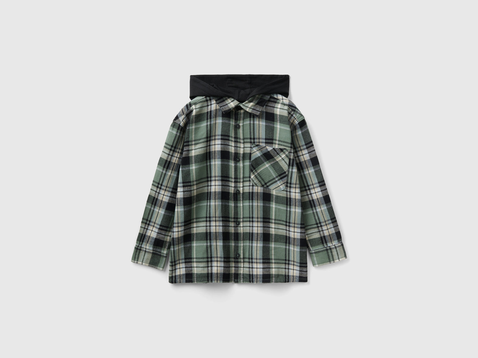 Camicia tartan con cappuccio da bambino multi-color | Benetton Outlet