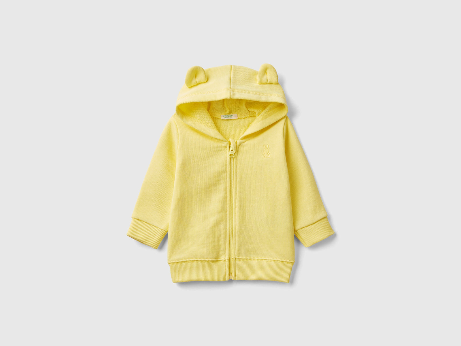 Felpa con cappuccio in cotone bio da neonato giallo | Benetton Outlet