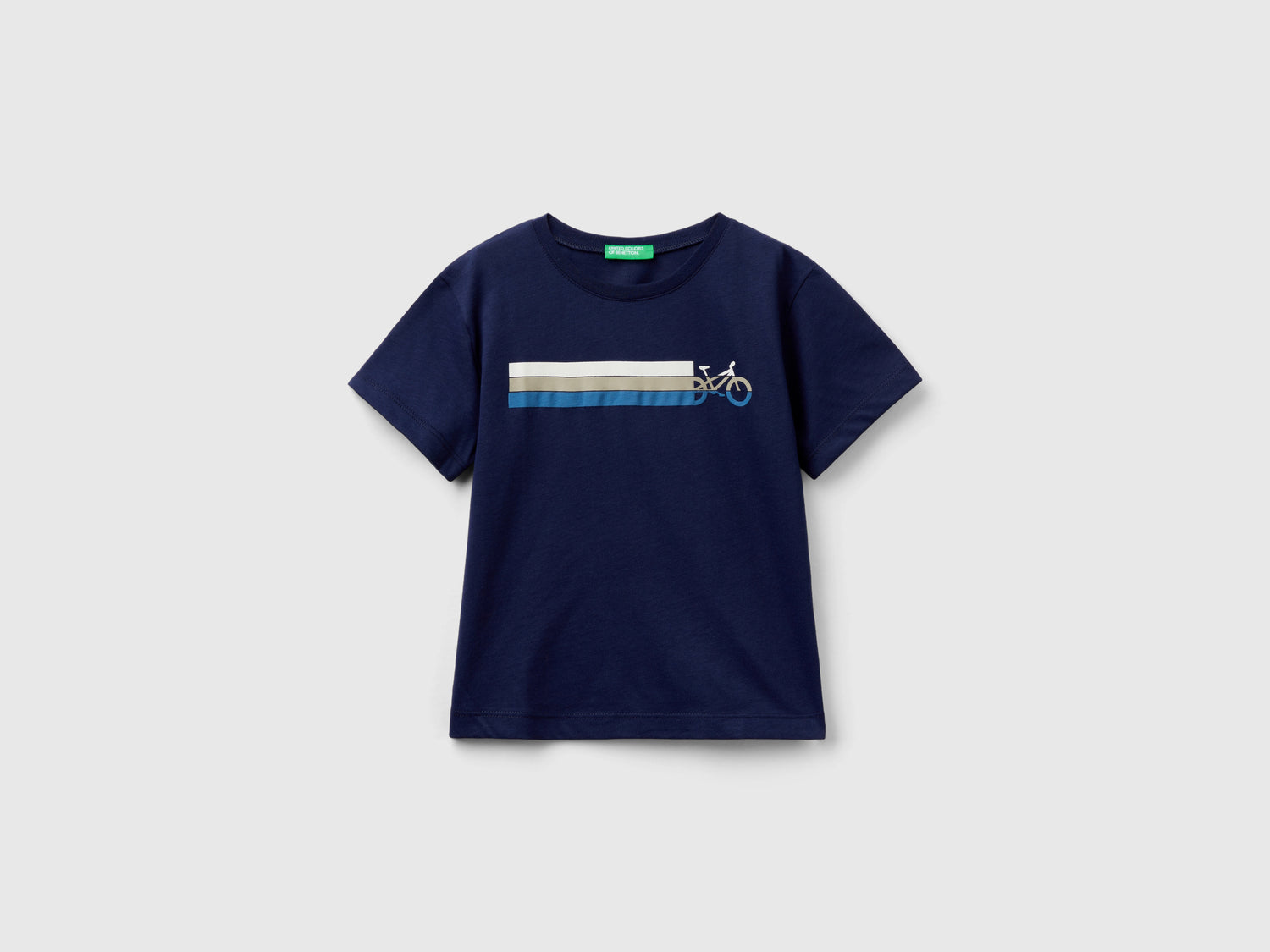 T-shirt in cotone bio con stampa da bimbo blu scuro | Benetton Outlet