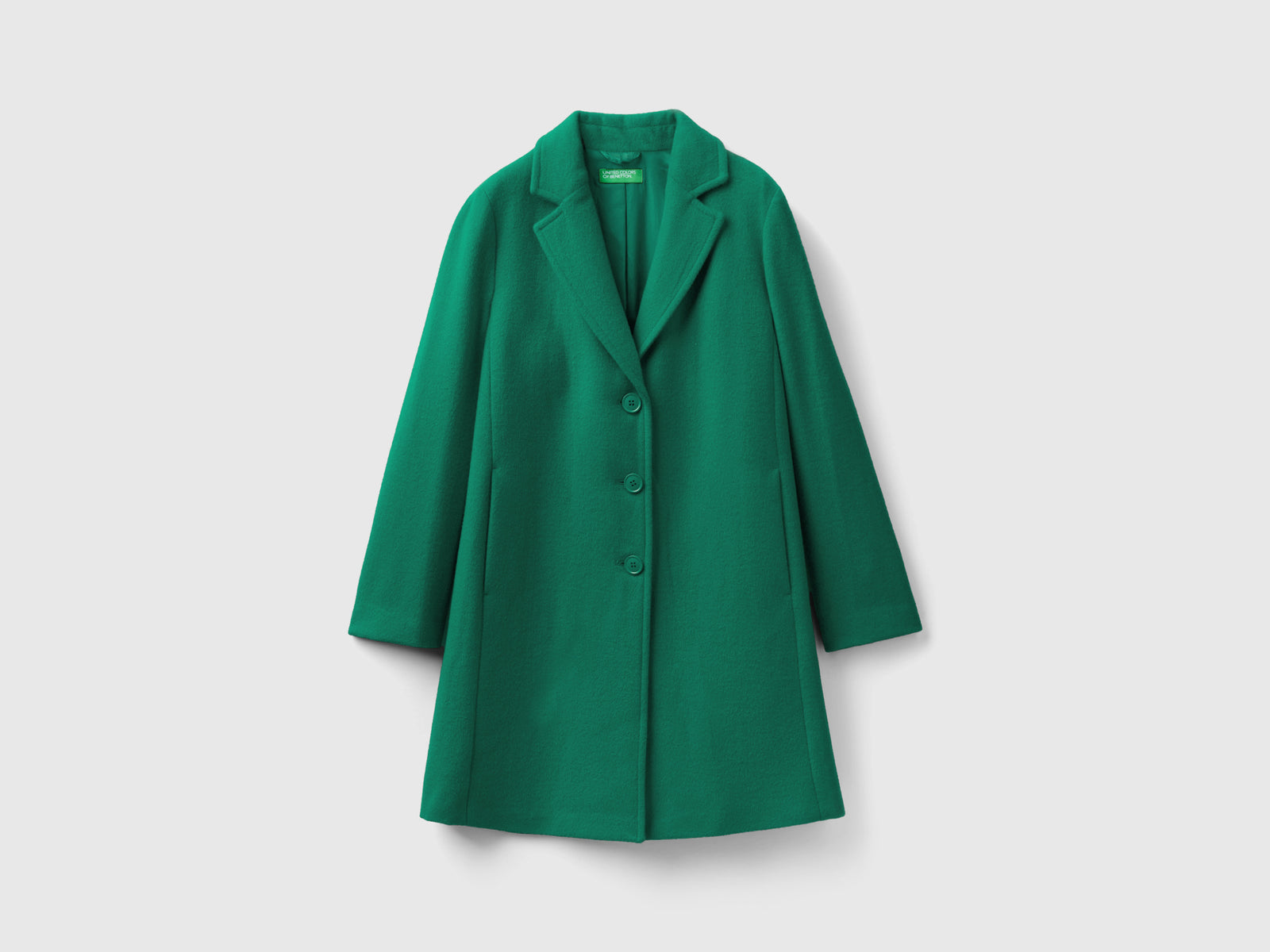 Cappotto corto in panno misto lana da donna verde | Benetton Outlet