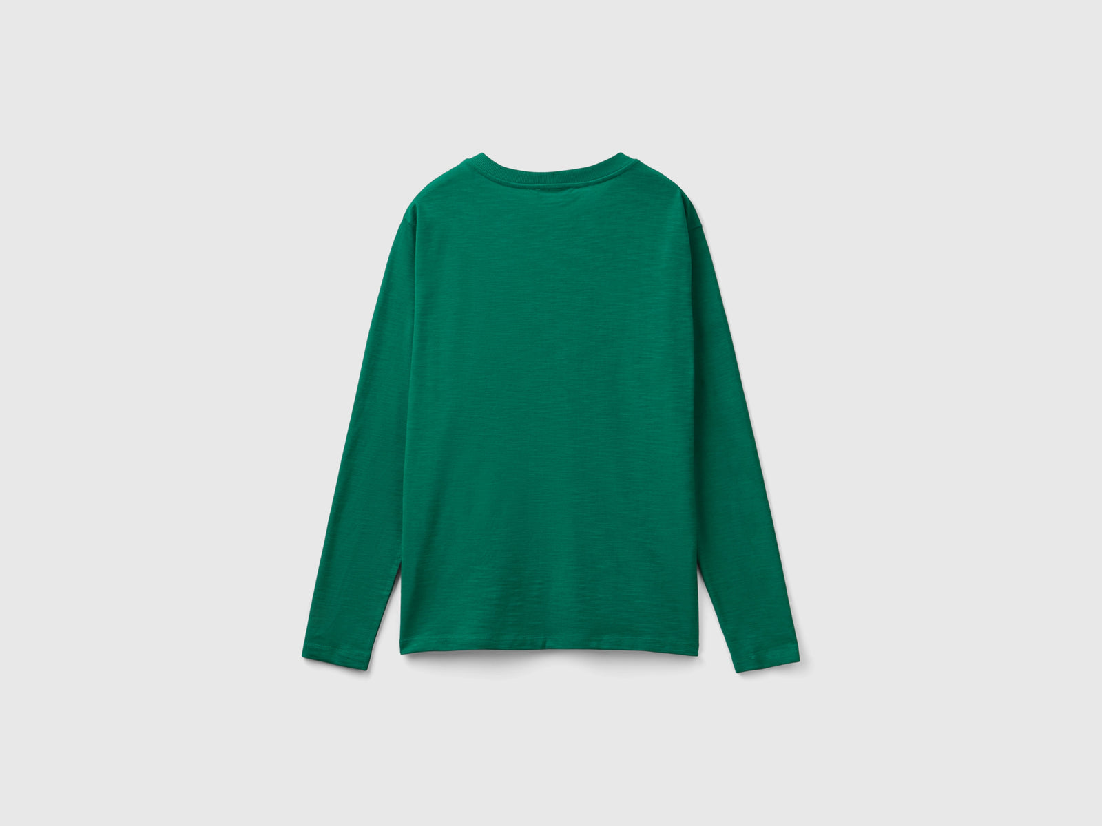 T-shirt manica lunga in cotone leggero da donna verde scuro 2 | Benetton Outlet