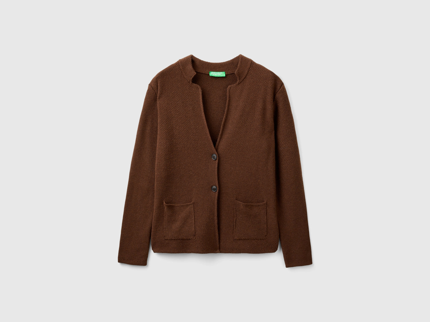 Giacca in maglia misto lana e cashmere da donna marrone scuro | Benetton Outlet