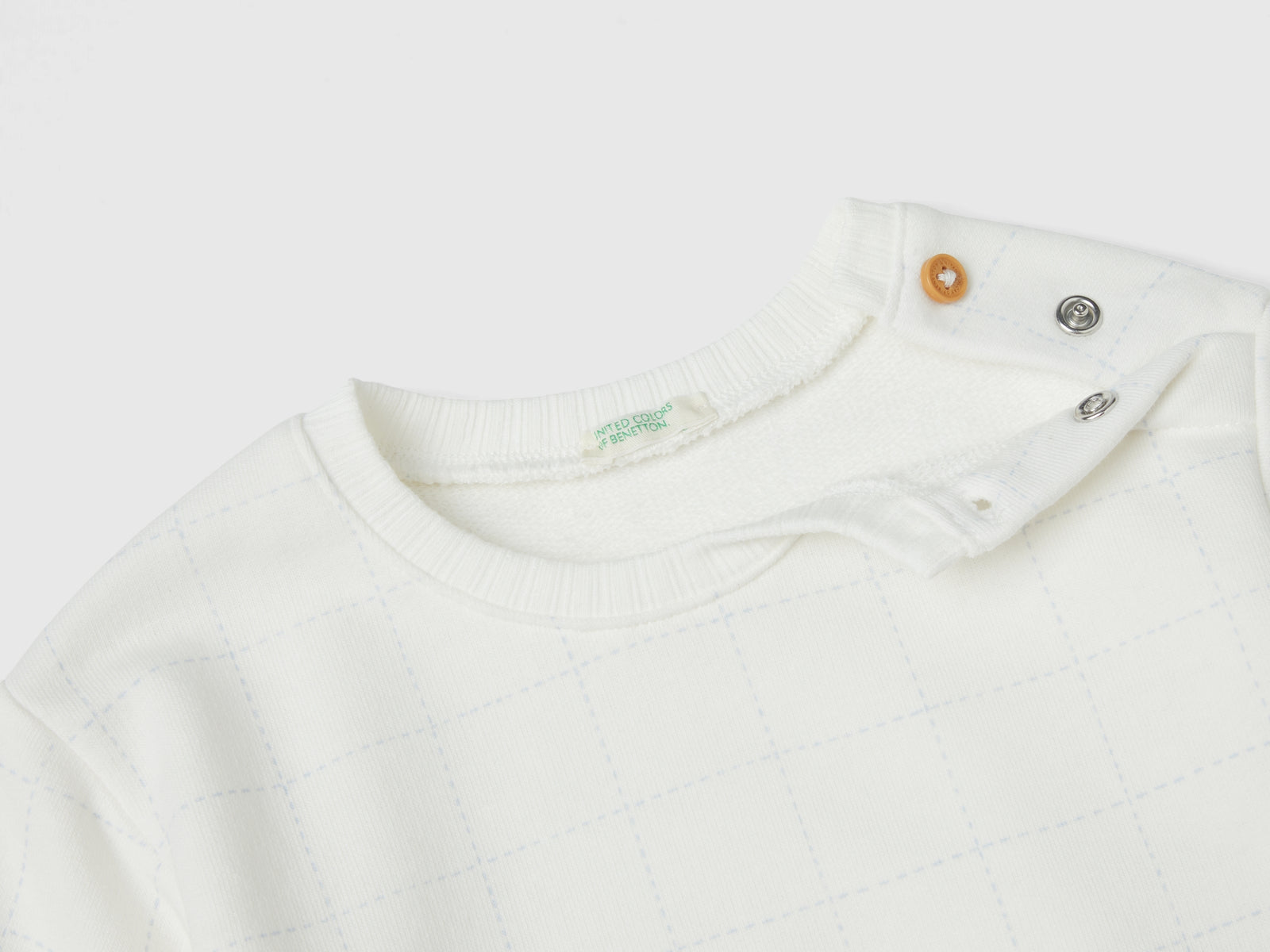 Felpa girocollo a quadri da neonato bianco panna 2 | Benetton Outlet