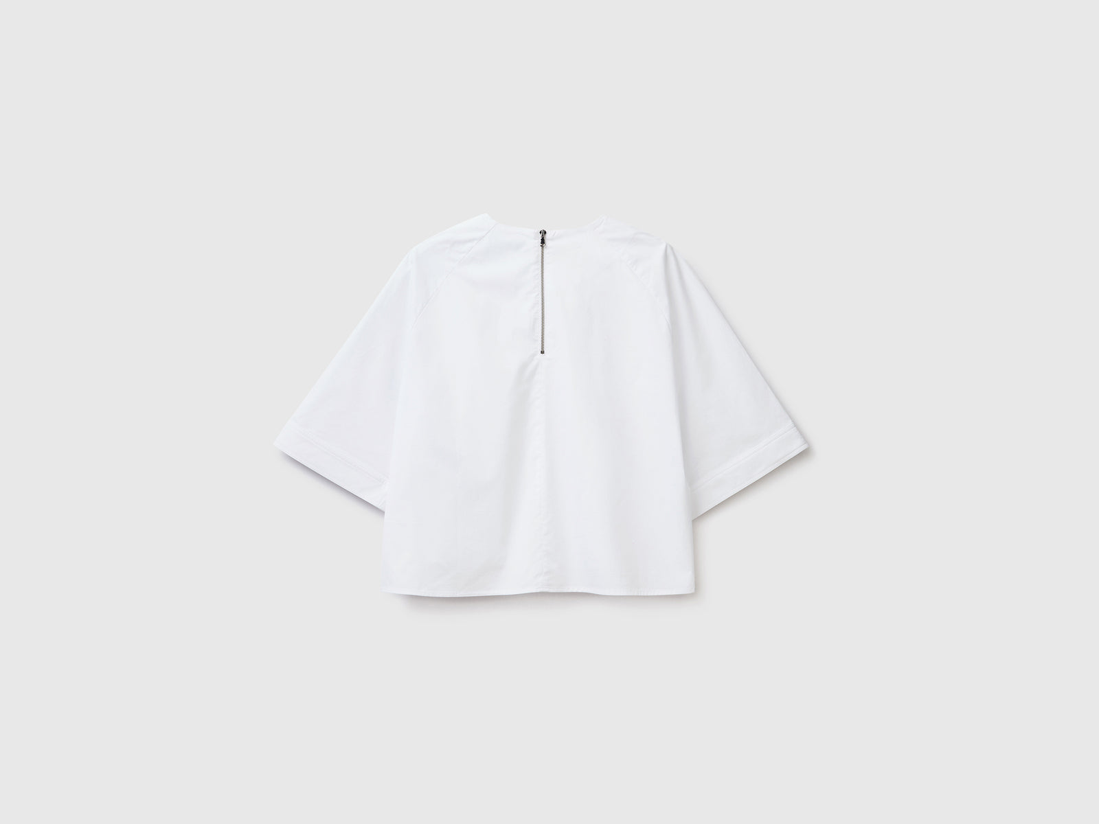 Camicetta ampia girocollo in puro cotone leggero da donna bianco 2 | Benetton Outlet