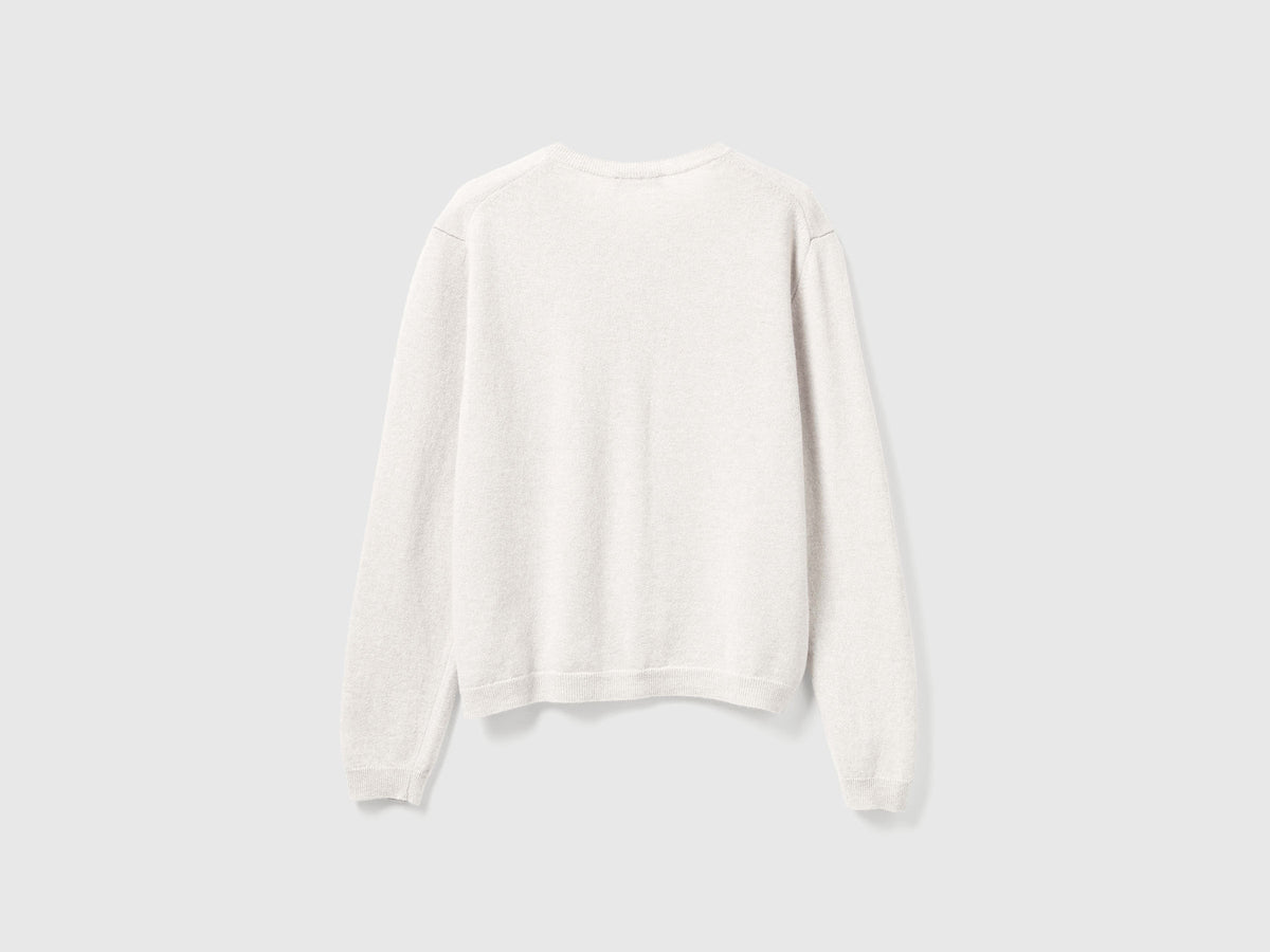 Cardigan panna in pura lana Merino