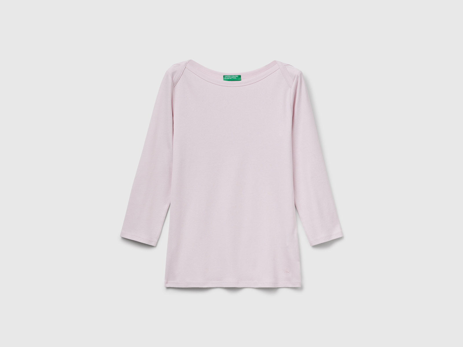 T-shirt con scollo a barchetta da donna rosa tenue | Benetton Outlet