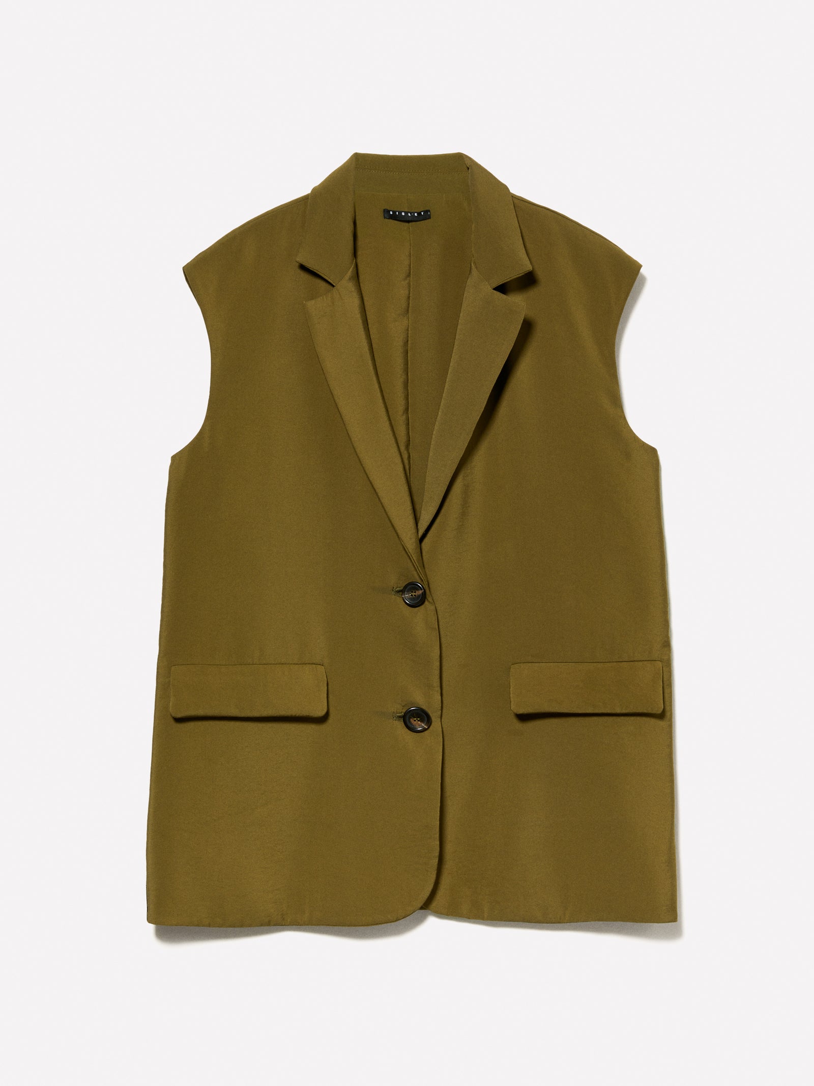 Gilet effetto stropicciato da donna verde oliva | Sisley Outlet