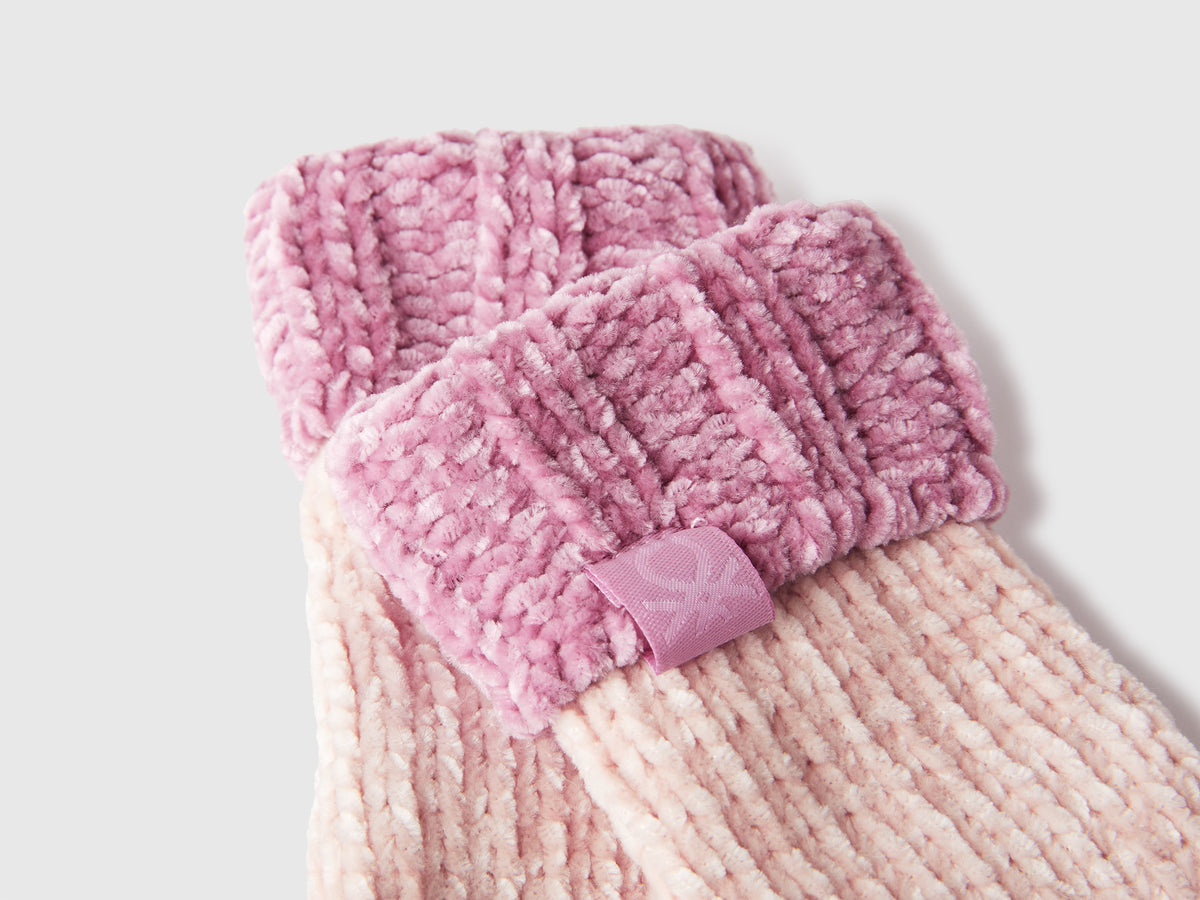 Muffole color block in ciniglia