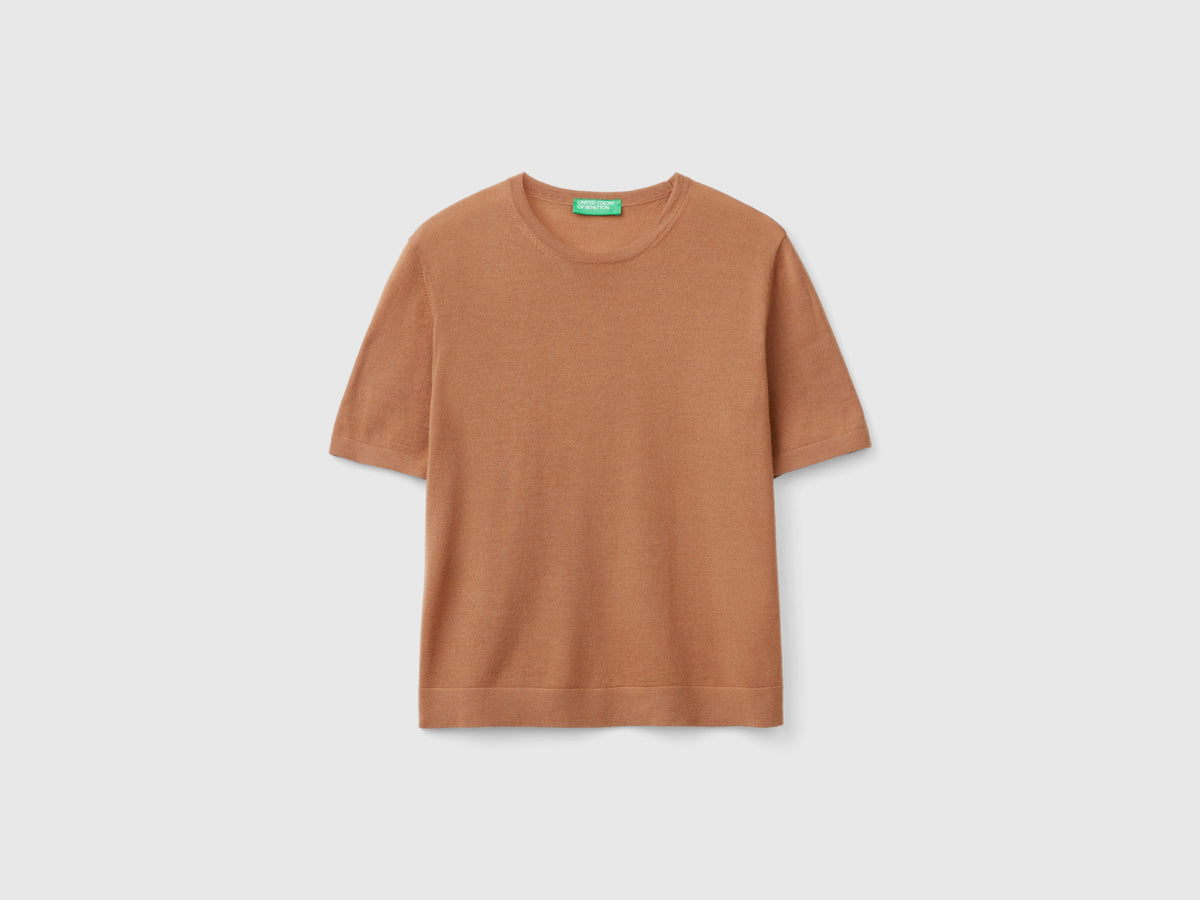 Maglia manica corta in pura lana Merino