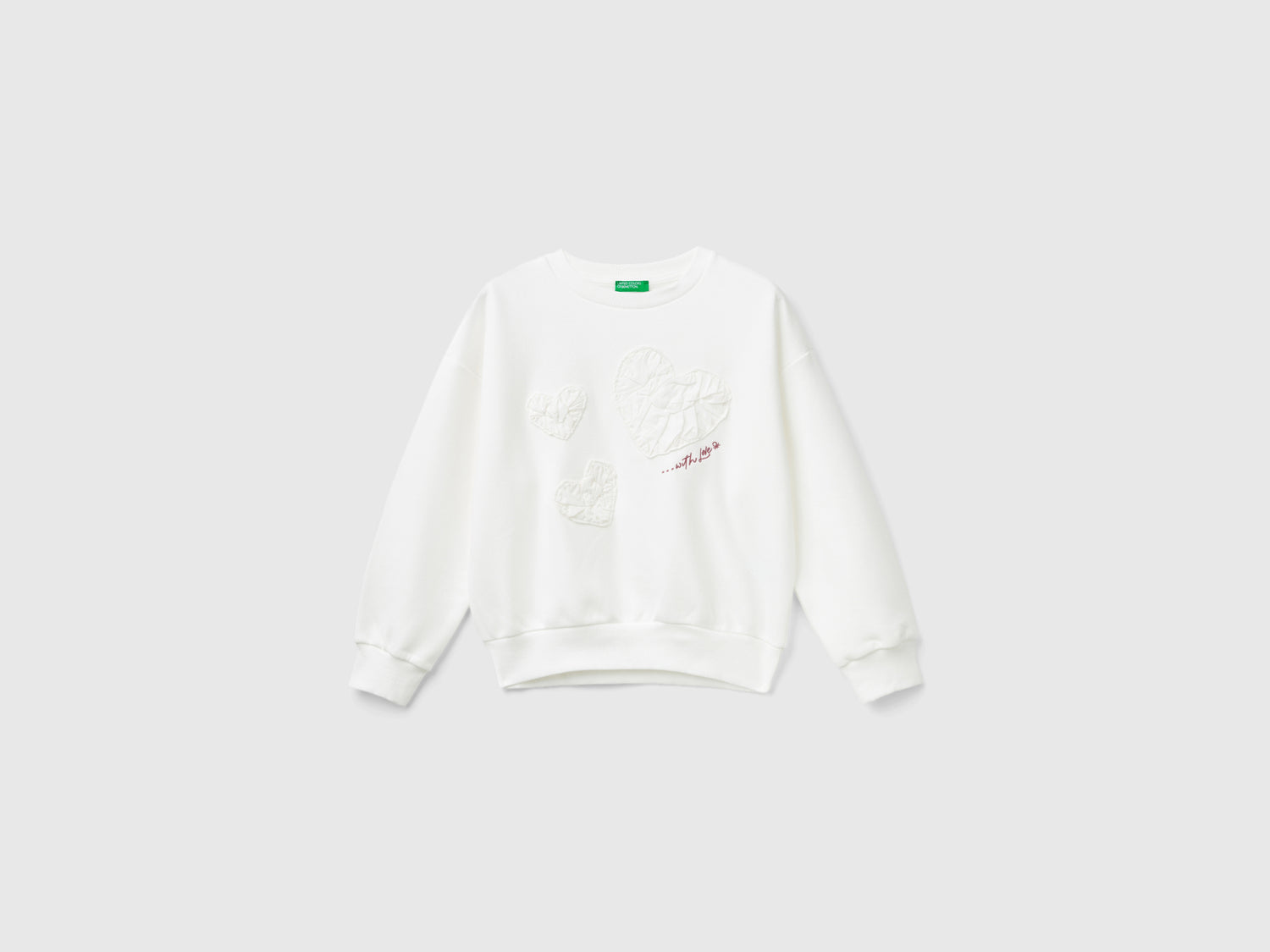 Felpa con ricamo e applicazione da bambina bianco panna | Benetton Outlet