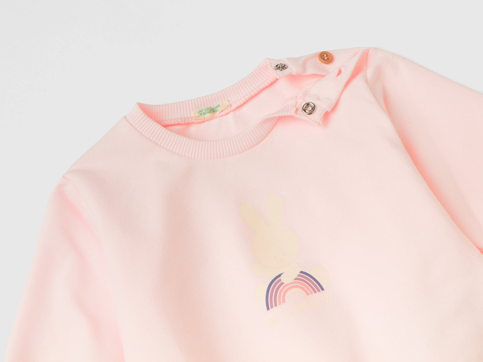 Completino in felpa leggera da neonato rosa tenue 2 | Benetton Outlet