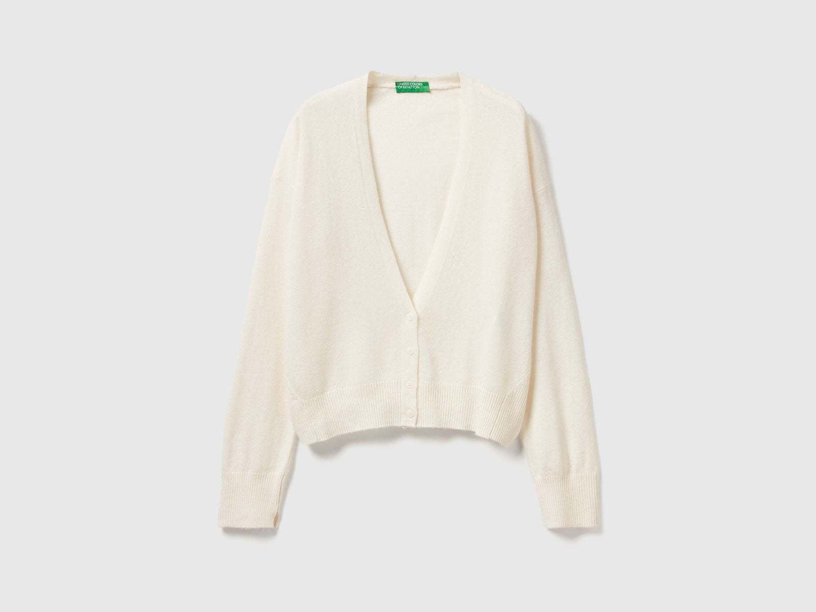 Cardigan in misto cashmere da donna bianco panna | Benetton Outlet