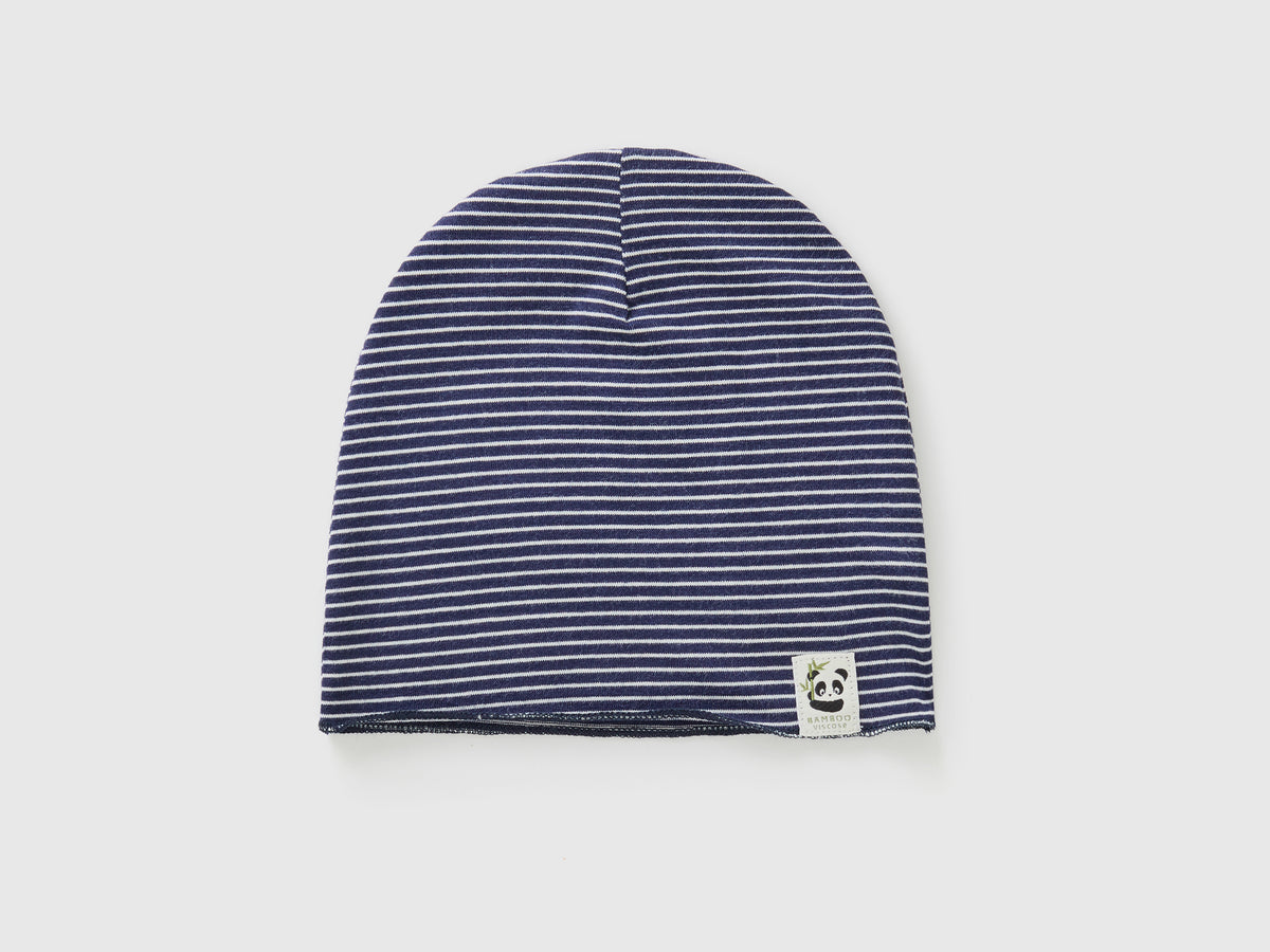 Yarn-dyed striped jersey beanie da neonato blu scuro | Benetton Outlet